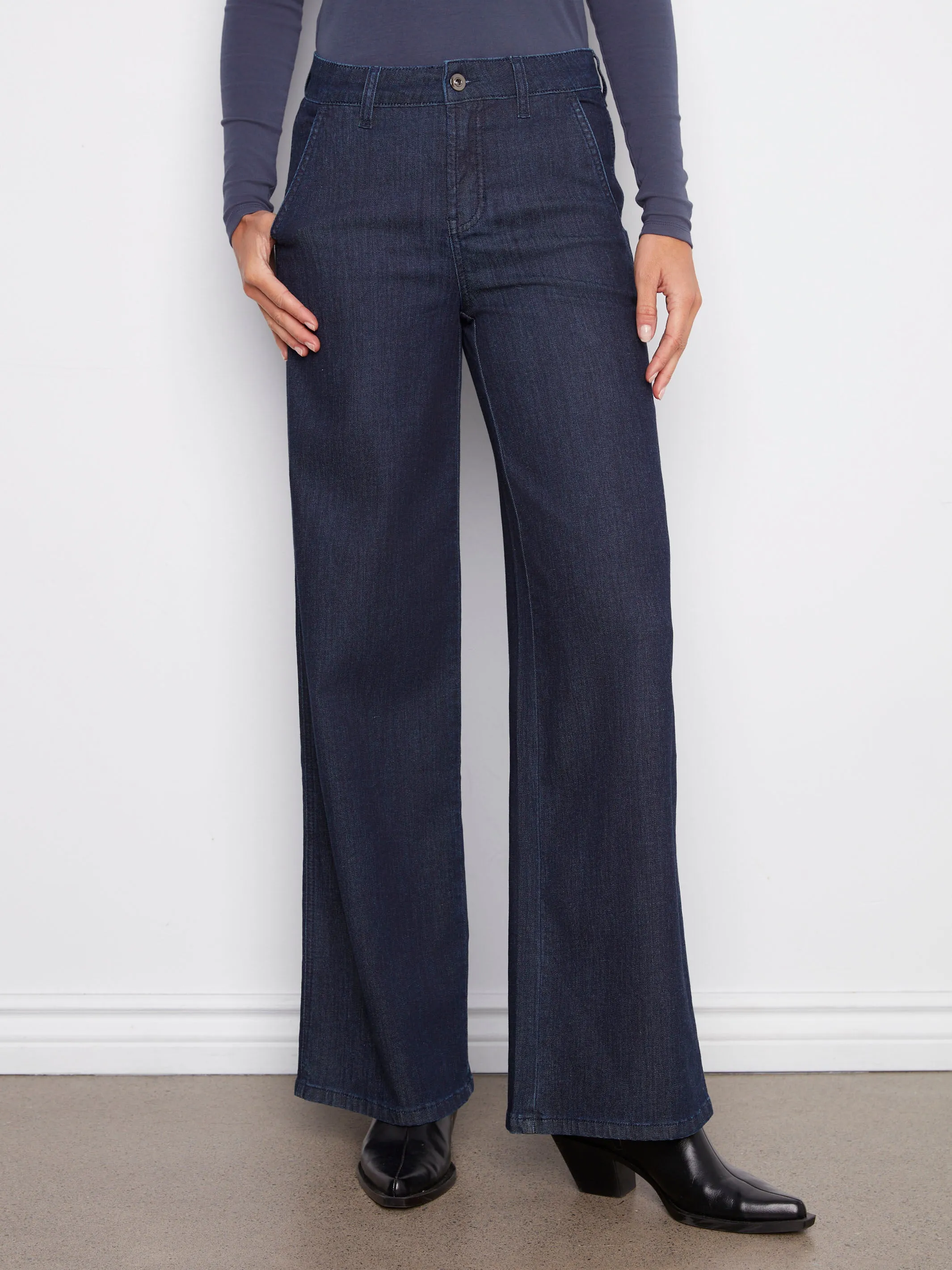 Wide Leg Stretch Jeans - Blue Black sold by Charlie B product image thumbnail 5