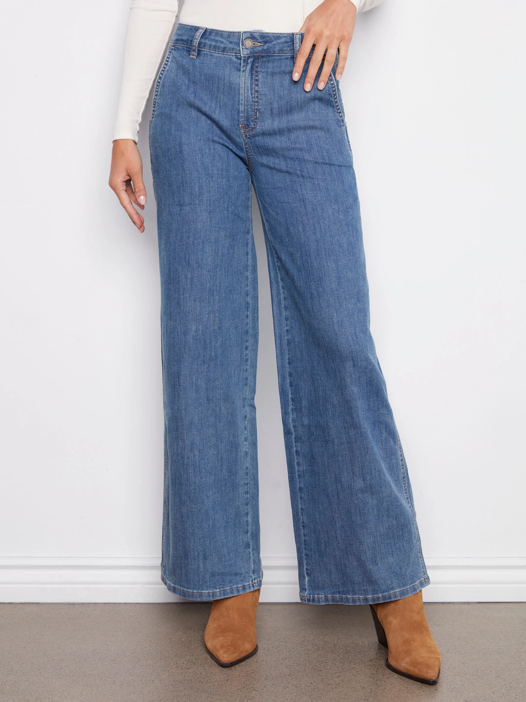 Wide Leg Stretch Jeans - Classic Blue sold by Charlie B product image thumbnail 2