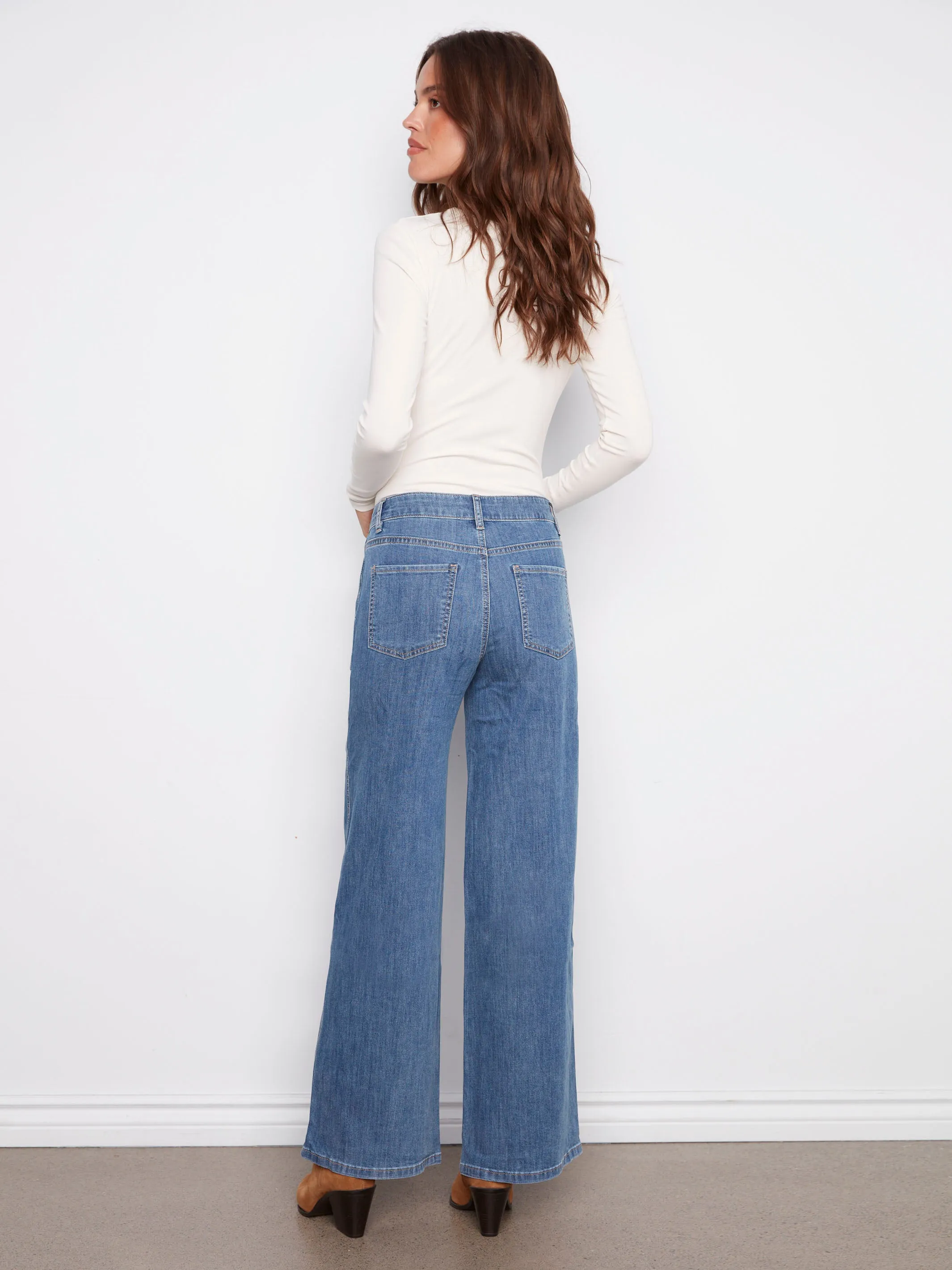 Wide Leg Stretch Jeans - Classic Blue sold by Charlie B product image thumbnail 4
