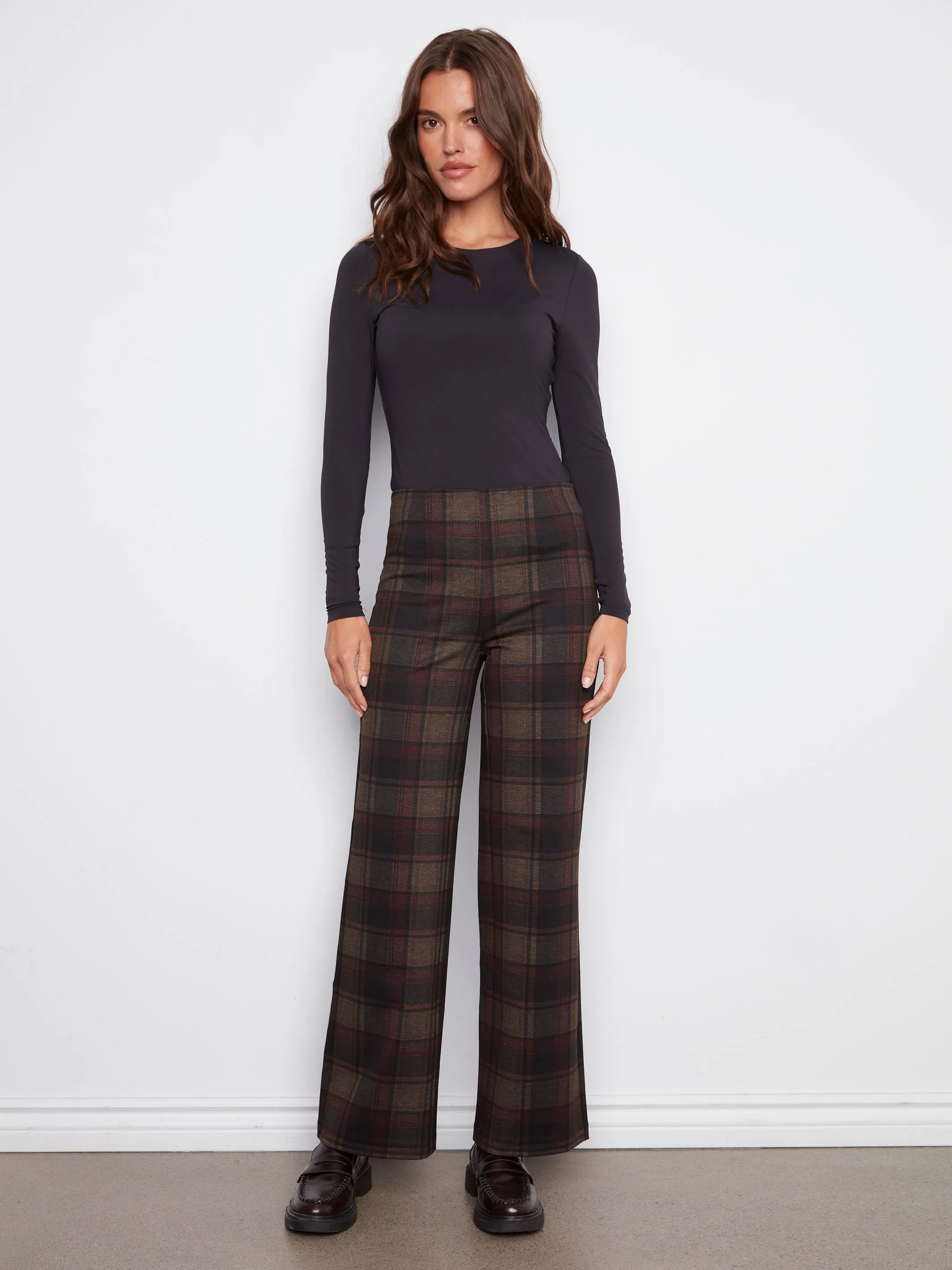 Printed Pull-On Ponte Wide Leg Pants - Cacao sold by Charlie B product image thumbnail 4