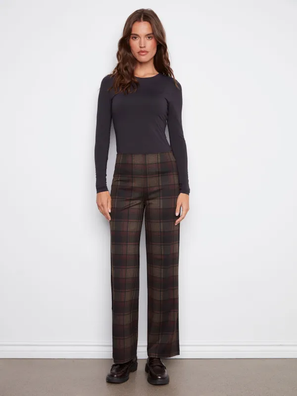 Printed Pull-On Ponte Wide Leg Pants - Cacao sold by Charlie B