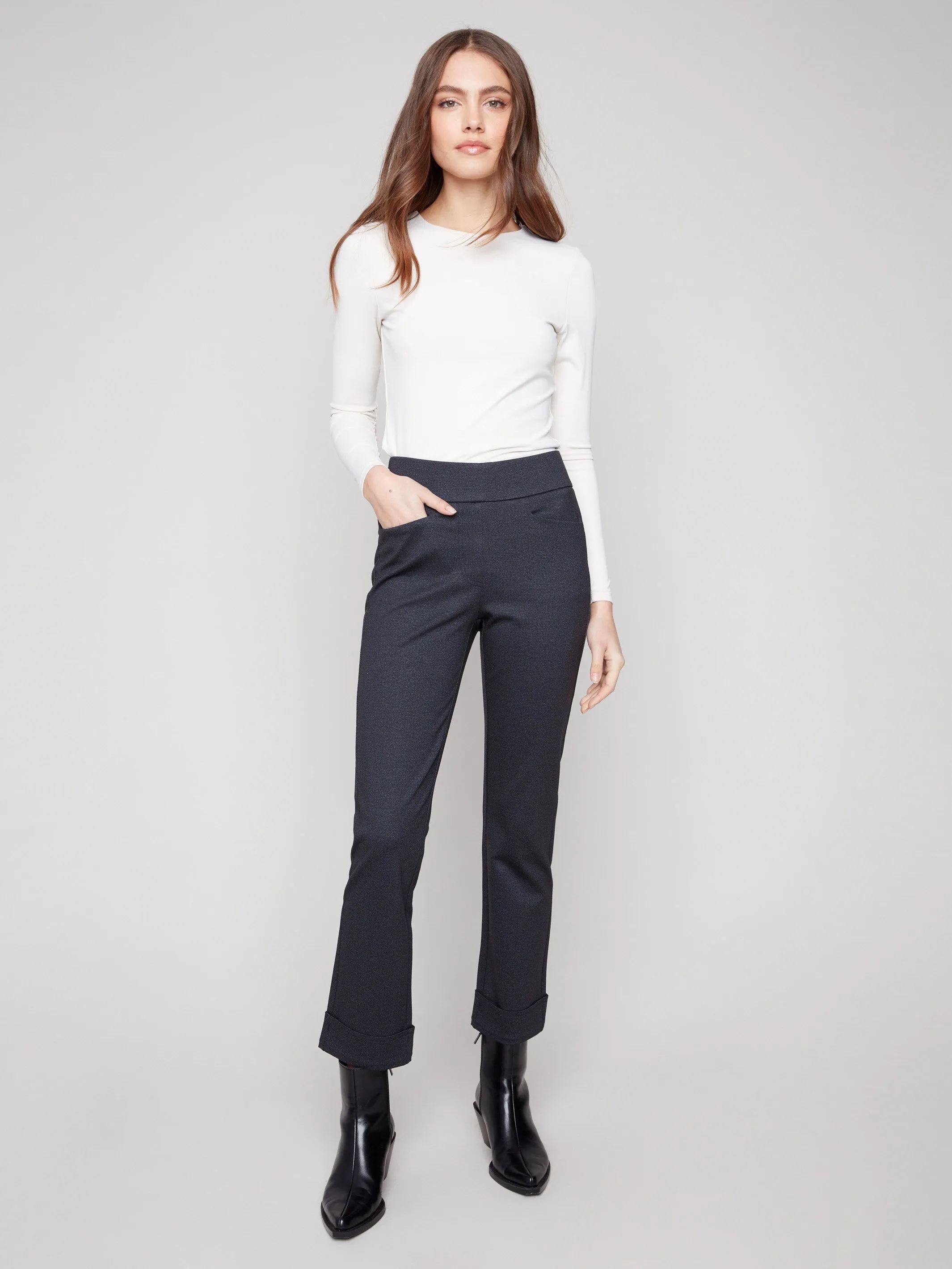 Cuffed Ponte Pants - Navy sold by Charlie B