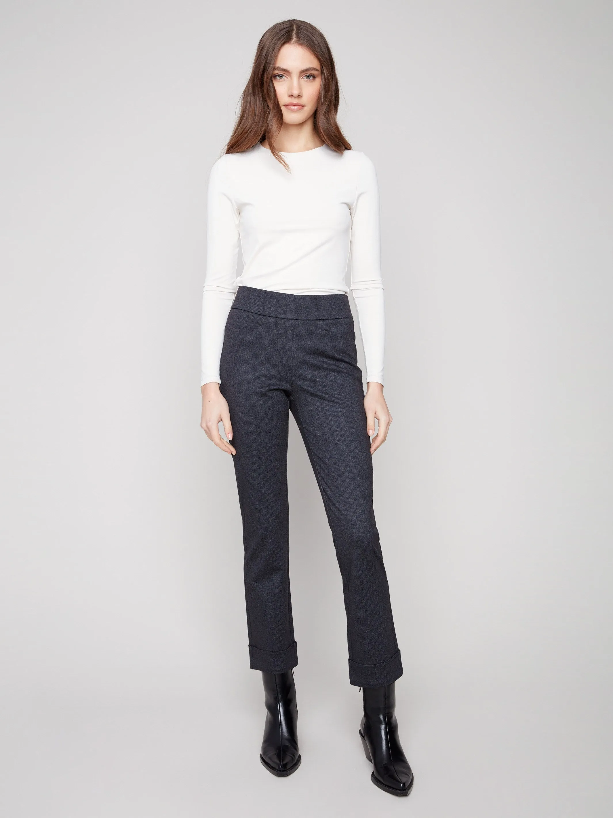 Cuffed Ponte Pants - Navy sold by Charlie B product image thumbnail 5
