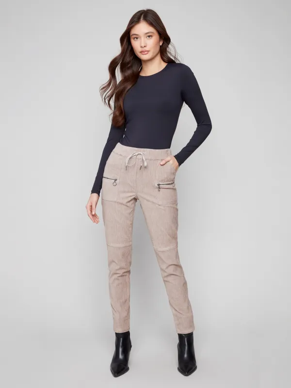 Corduroy Jogger Pants - Almond sold by Charlie B