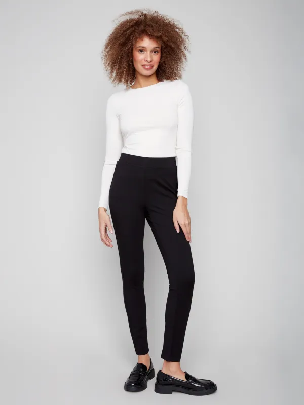 Pull-On Ponte Skinny Pants - Black sold by Charlie B