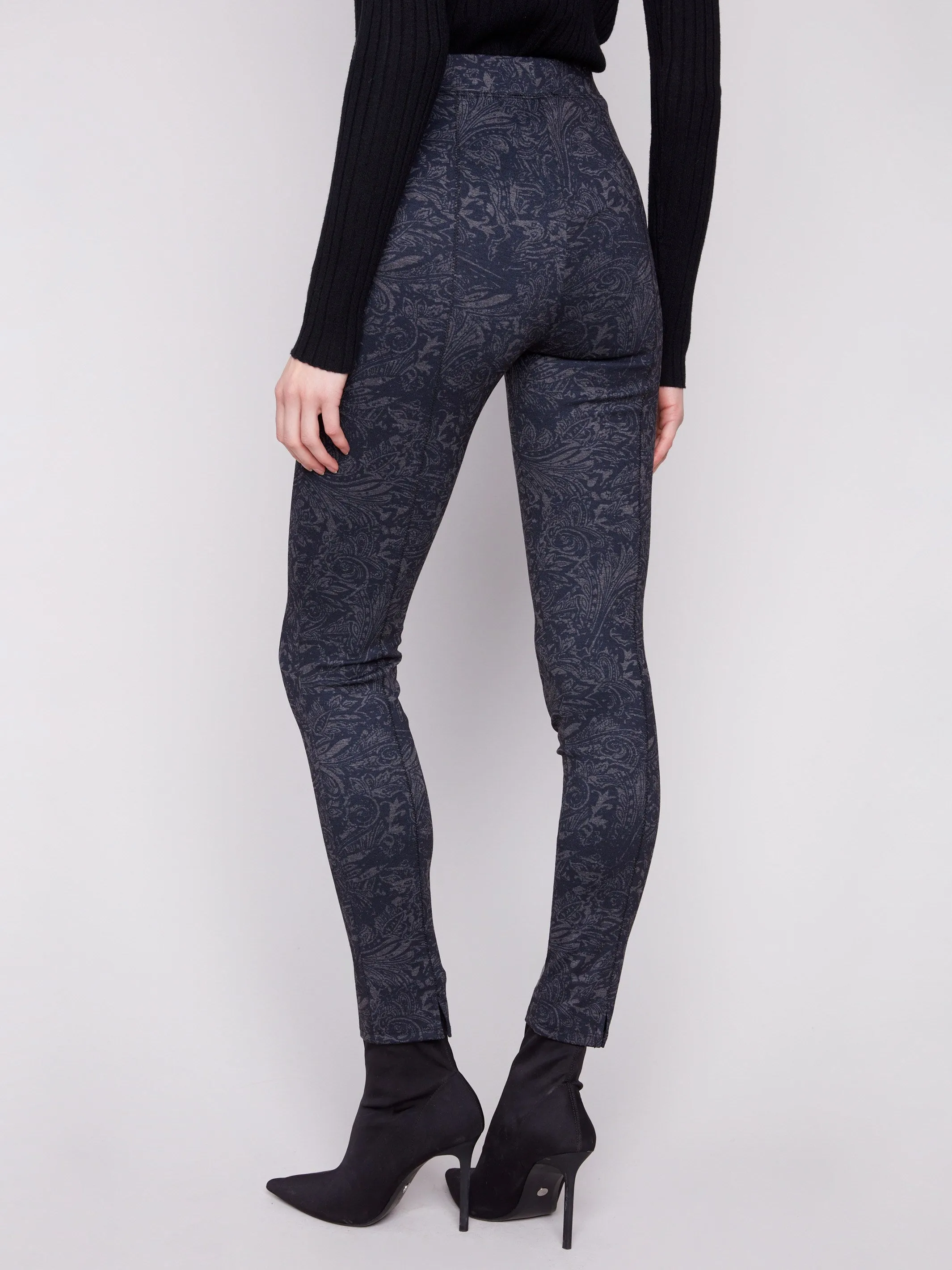 Printed Pull-On Ponte Skinny Pants - Navy sold by Charlie B product image thumbnail 5