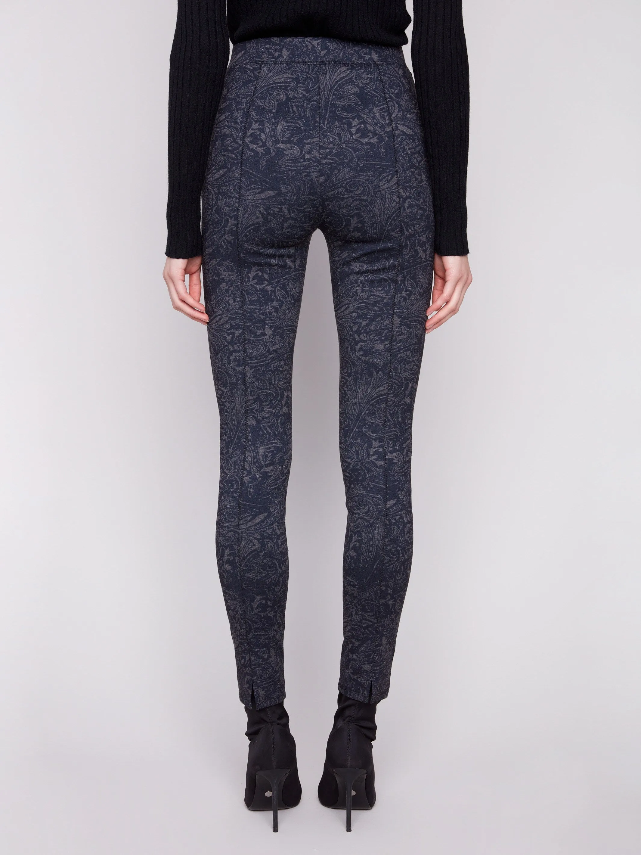 Printed Pull-On Ponte Skinny Pants - Navy sold by Charlie B product image thumbnail 4