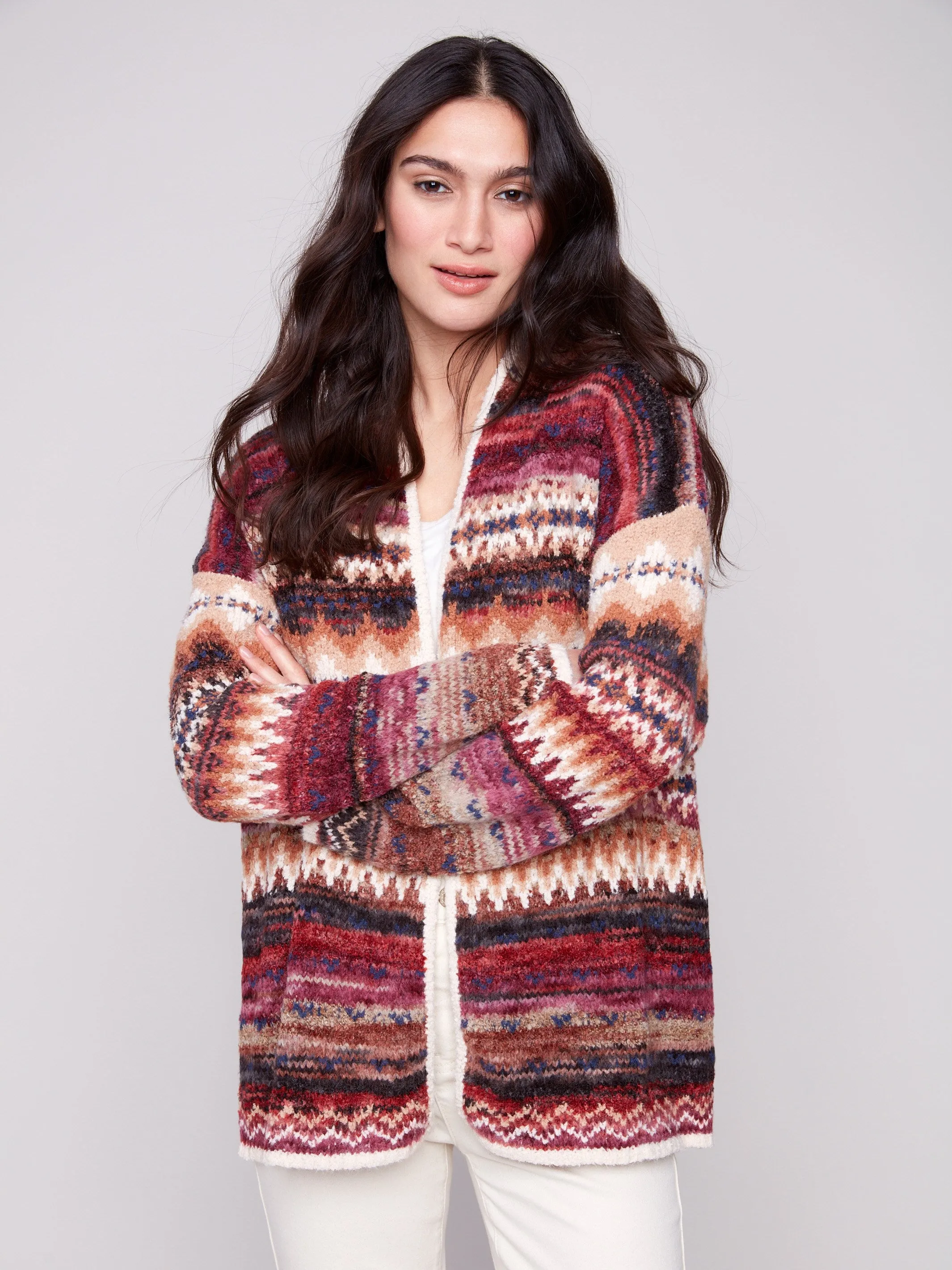 Space Dye Jacquard Cardigan - Jewel sold by Charlie B product image thumbnail 5