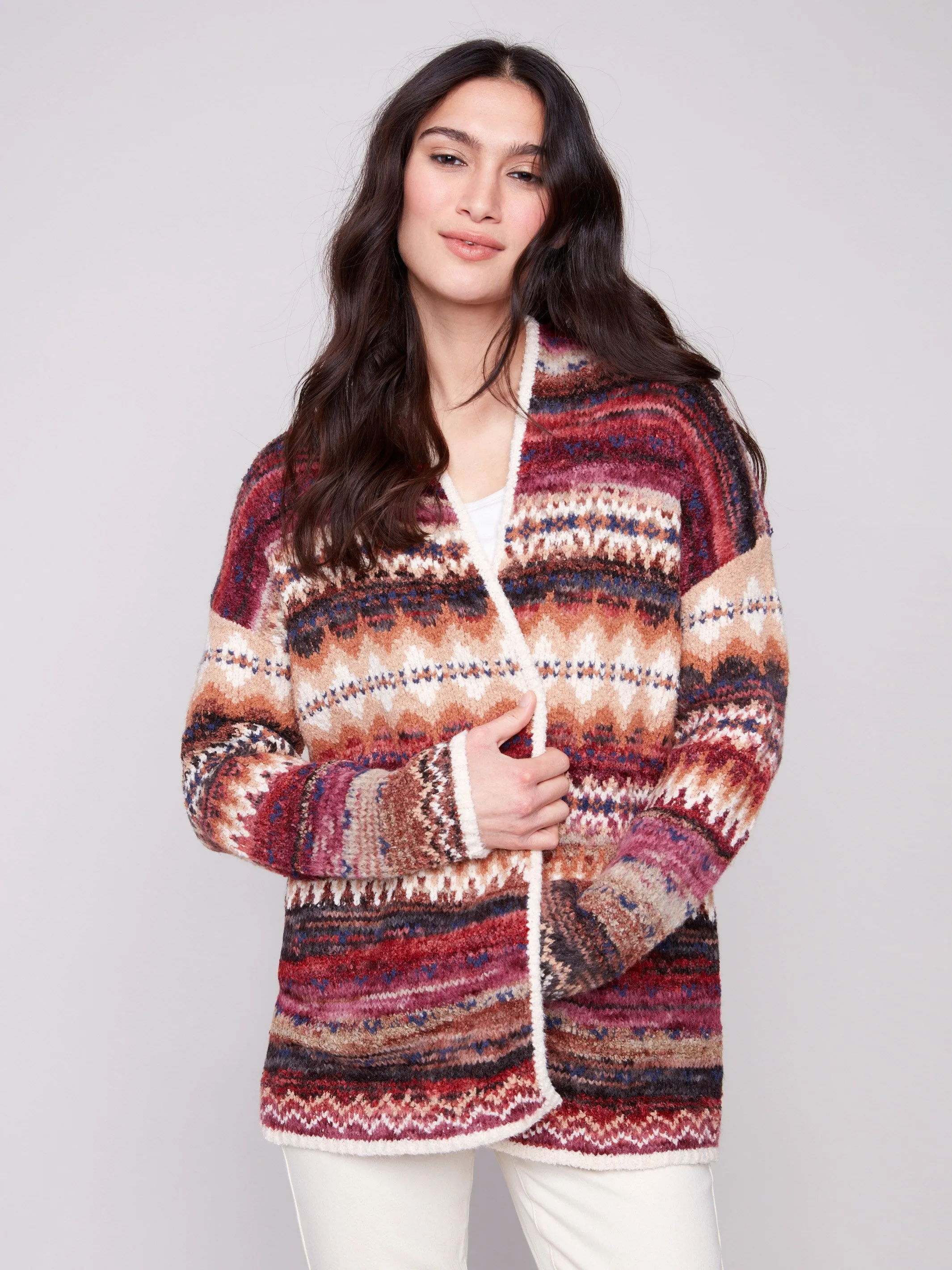 Space Dye Jacquard Cardigan - Jewel sold by Charlie B product image thumbnail 2