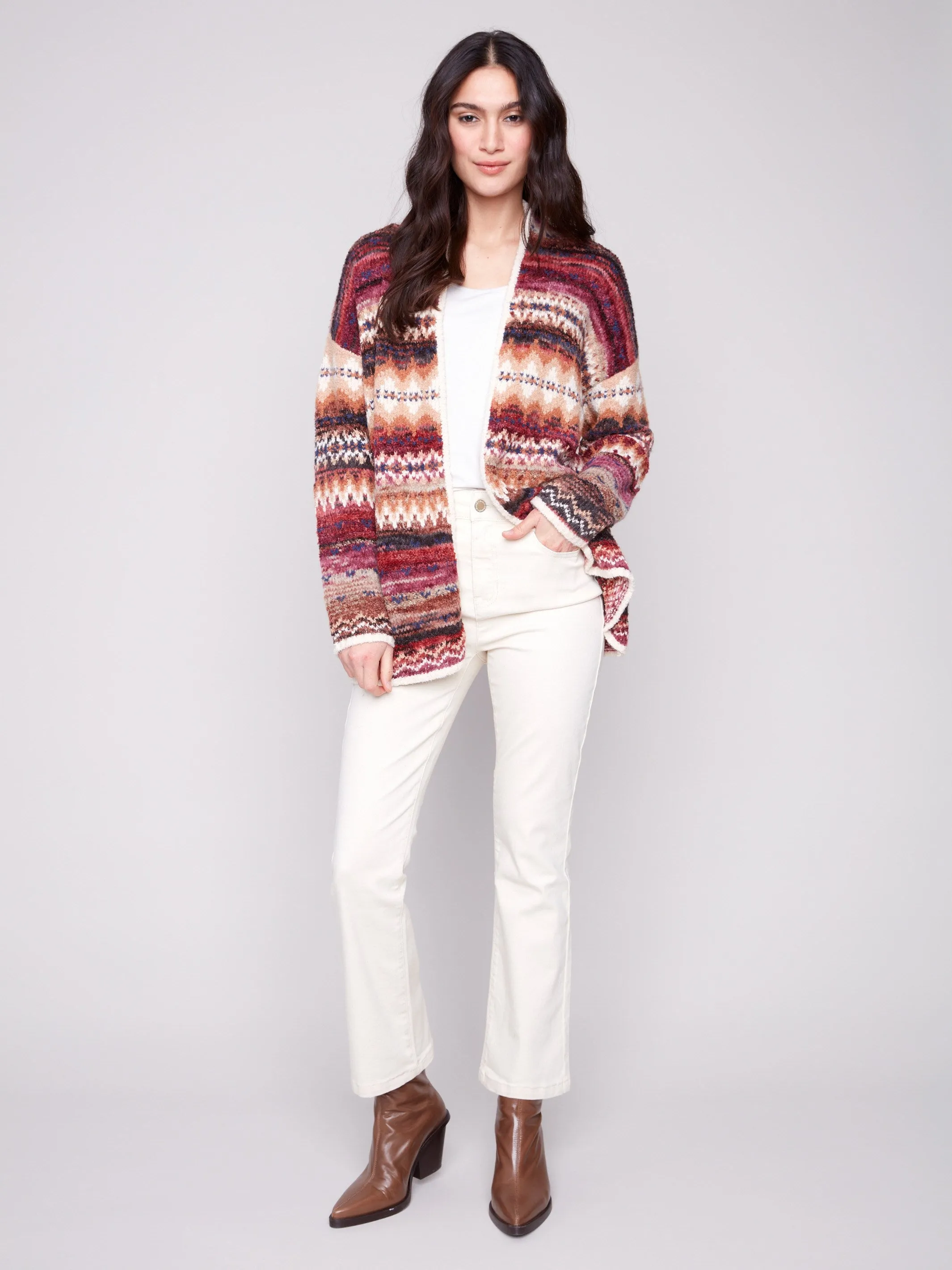 Space Dye Jacquard Cardigan - Jewel sold by Charlie B product image thumbnail 3