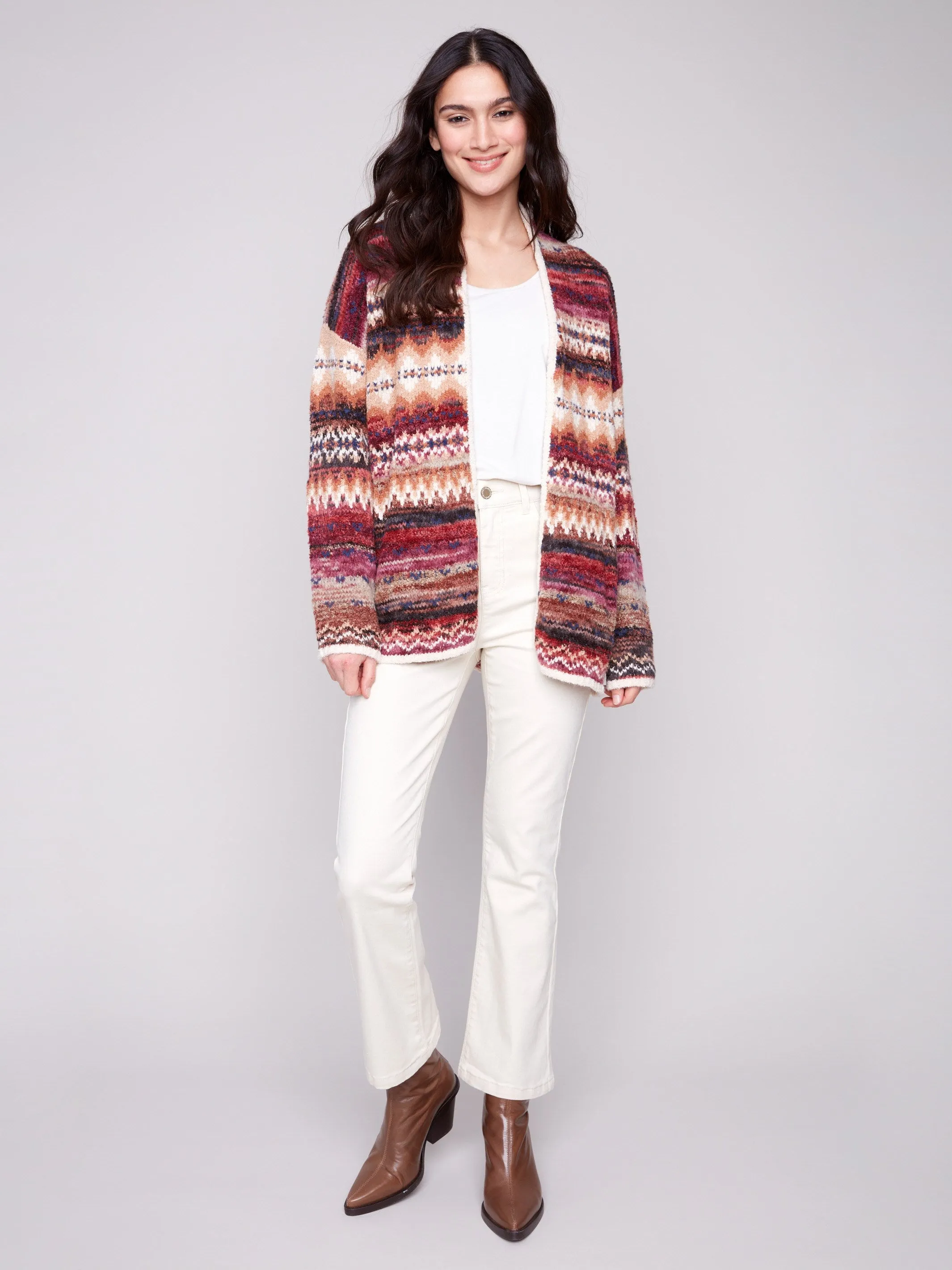 Space Dye Jacquard Cardigan - Jewel sold by Charlie B