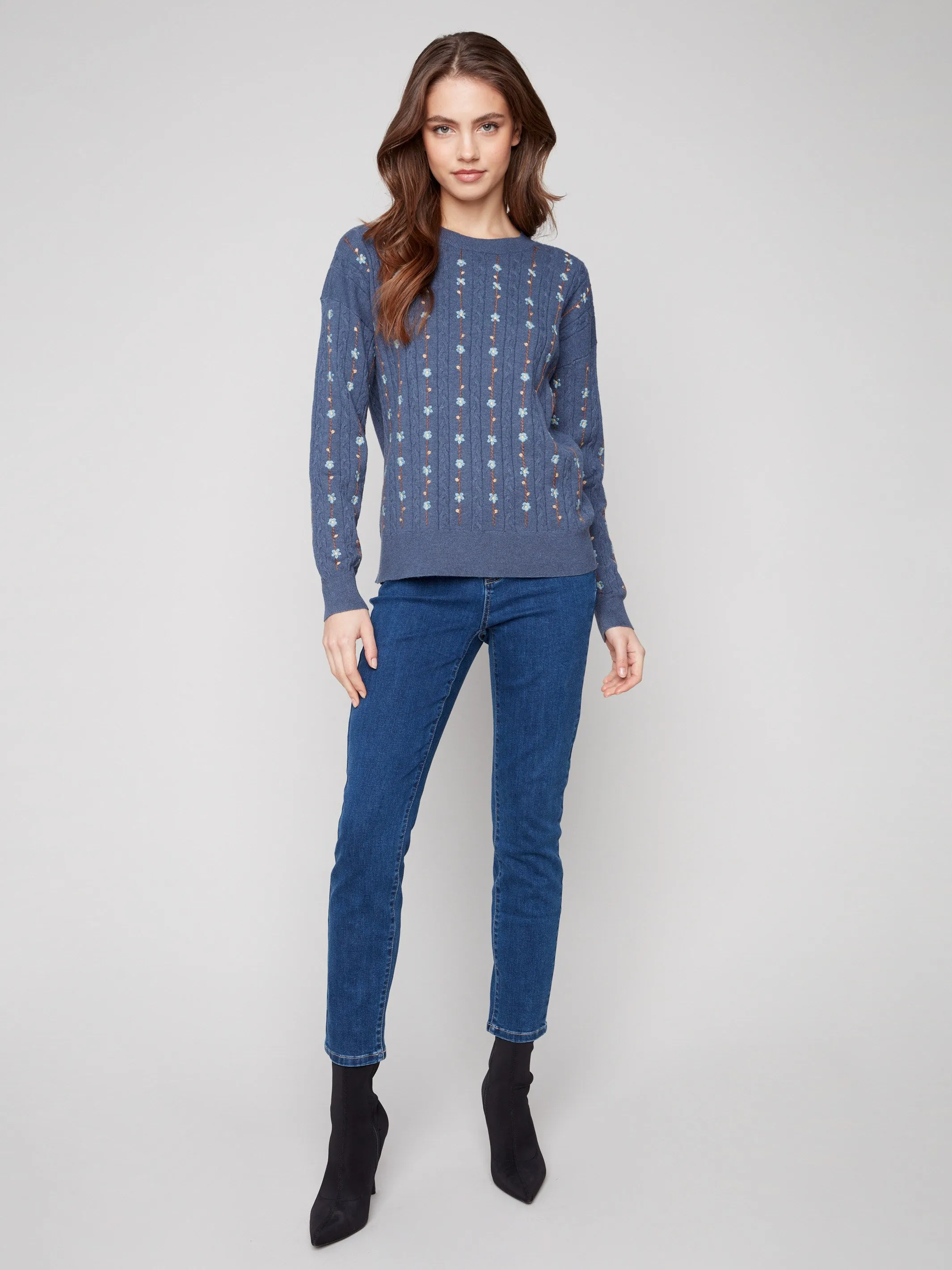 Floral Embroidery Knit Sweater - Tulip sold by Charlie B product image thumbnail 5