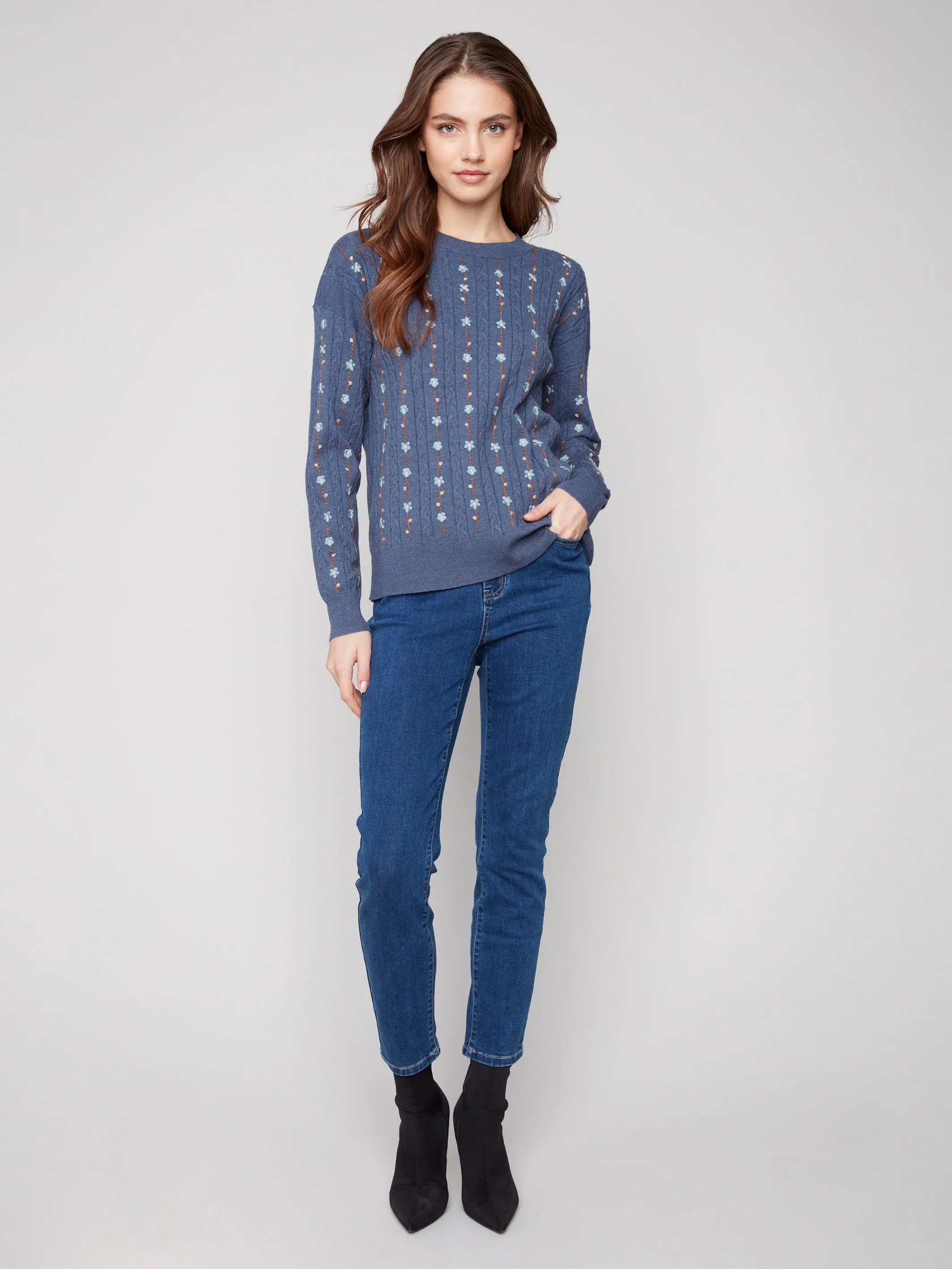 Floral Embroidery Knit Sweater - Tulip sold by Charlie B product image thumbnail 2