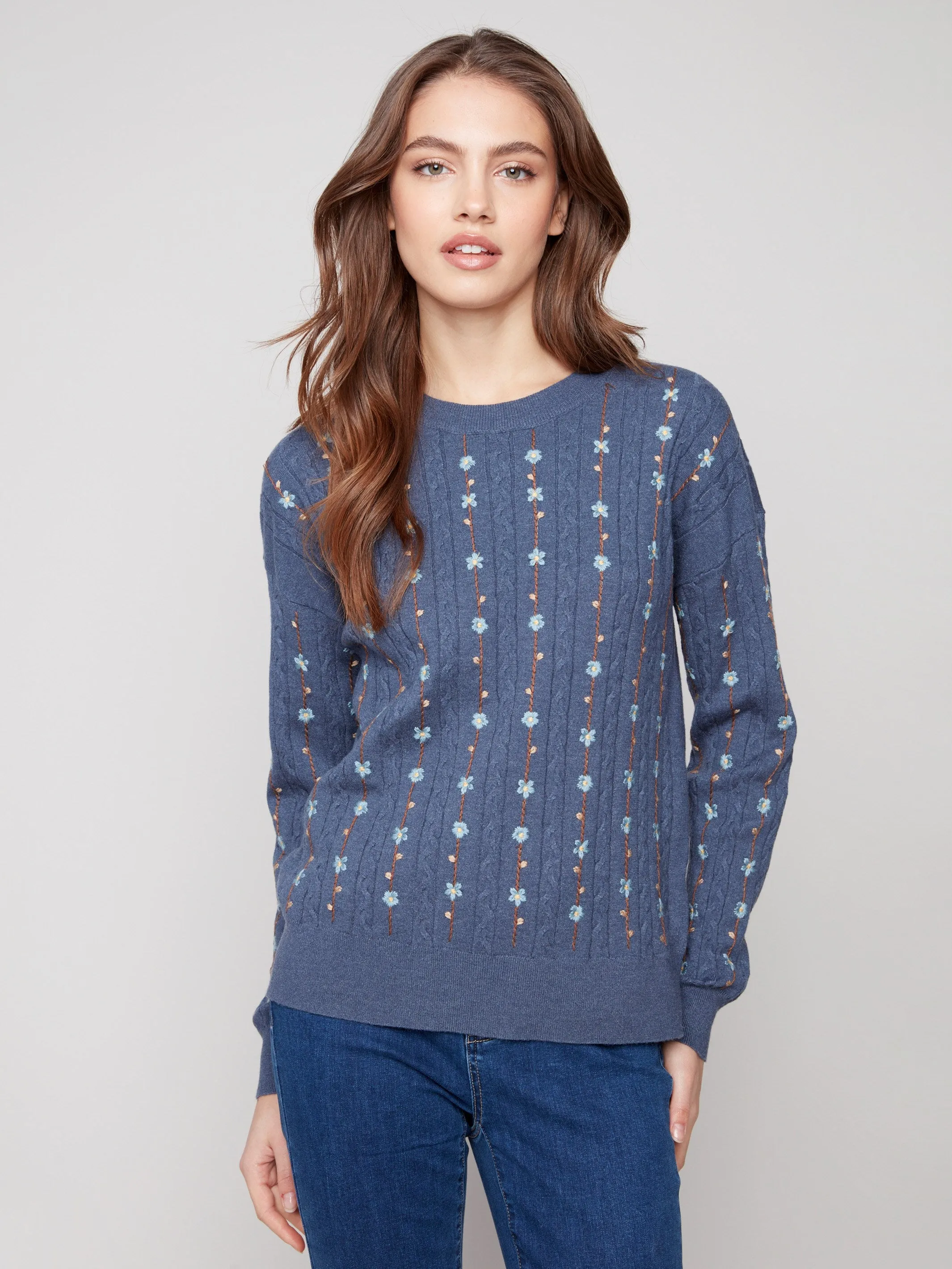 Floral Embroidery Knit Sweater - Tulip sold by Charlie B product image thumbnail 3