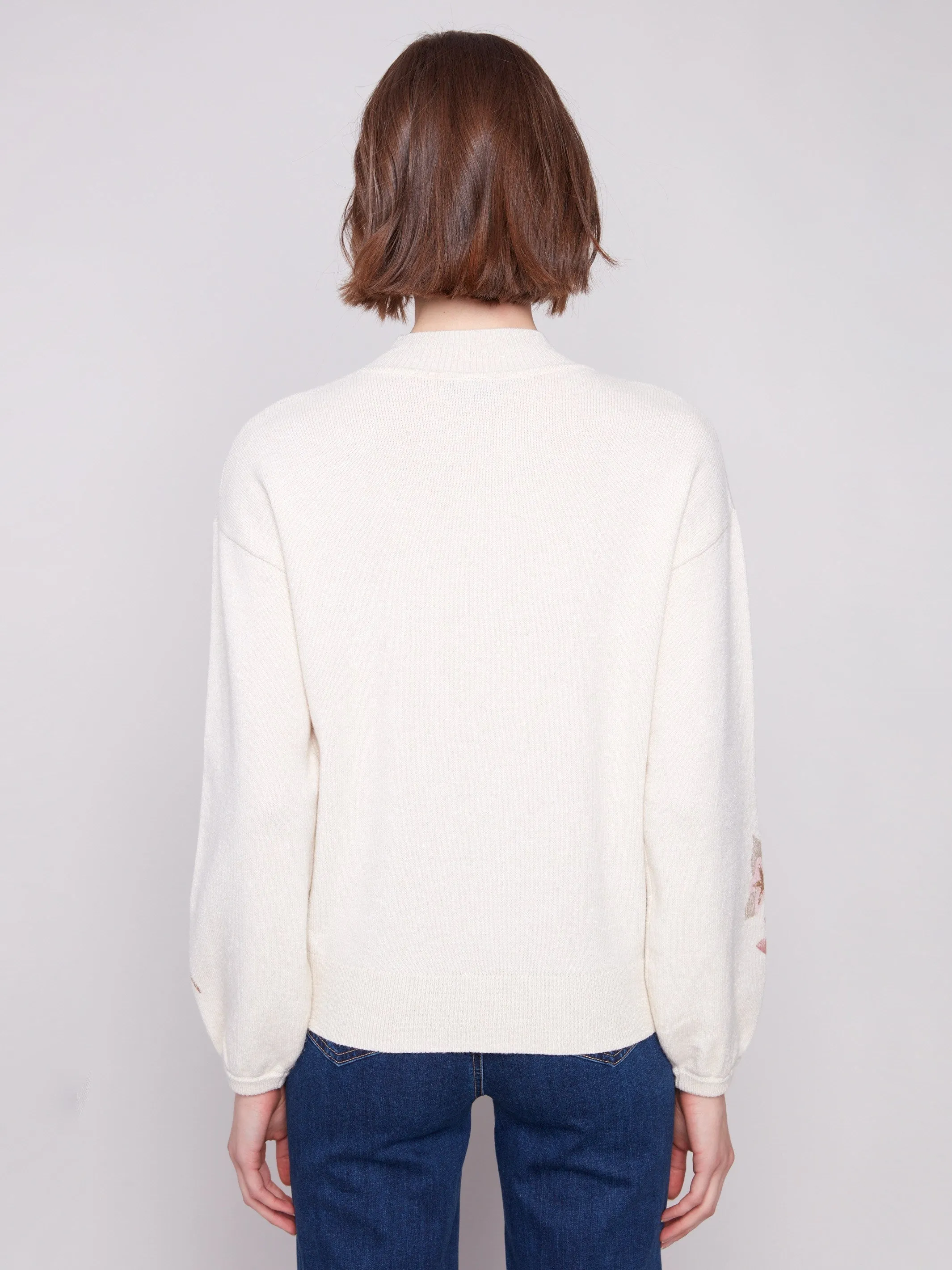 Printed Mock Neck Sweater - Heather Natural sold by Charlie B product image thumbnail 5