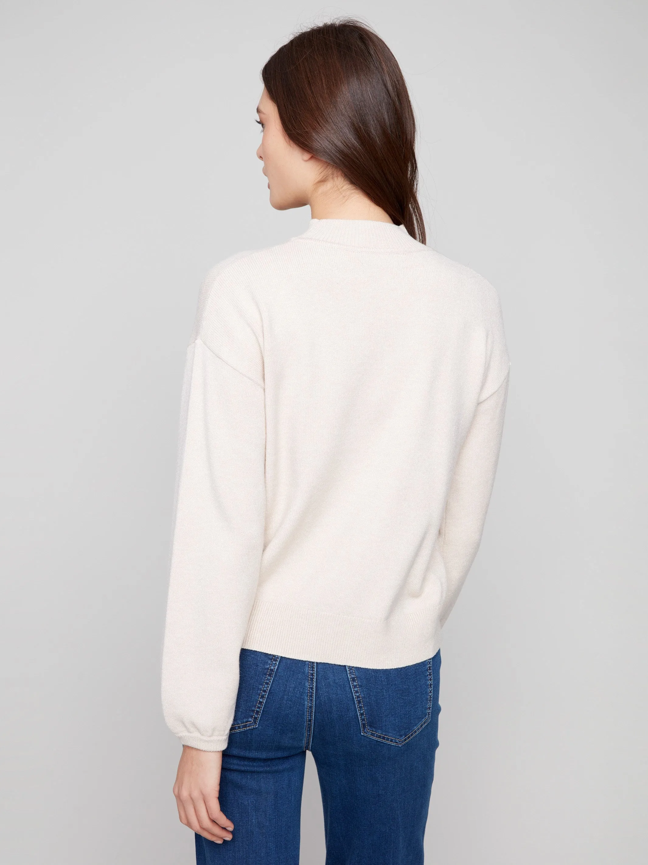 Printed Mock Neck Sweater - Heather Oat sold by Charlie B product image thumbnail 4