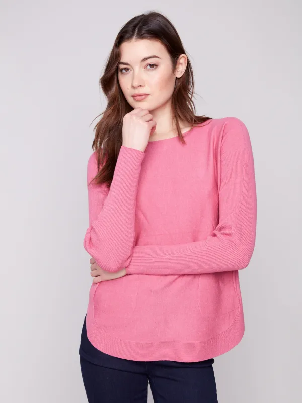 Knit Sweater With Back Lace-Up Detail - Heather Rose sold by Charlie B