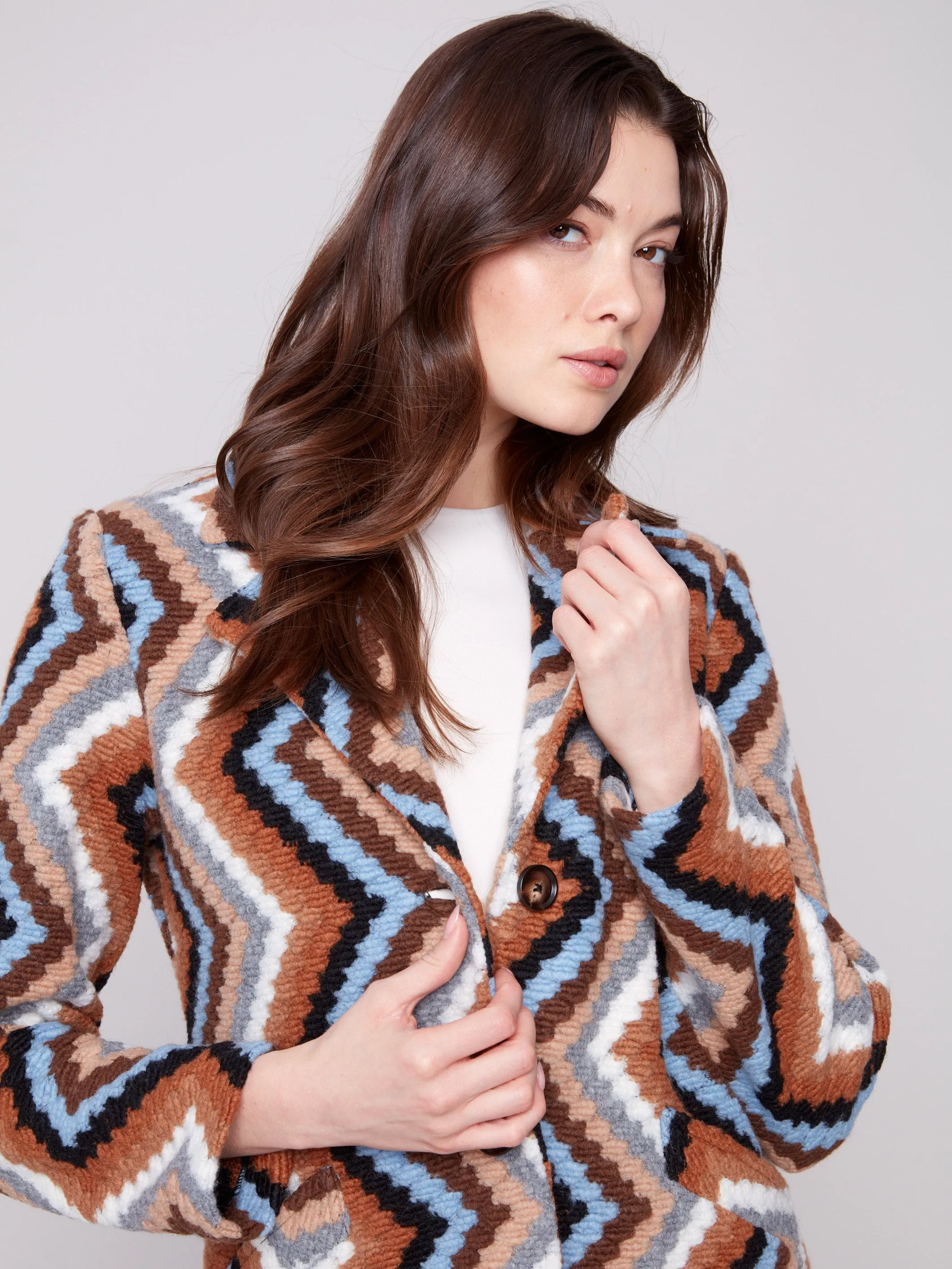 Long Crochet Coat - Sepia sold by Charlie B product image thumbnail 4