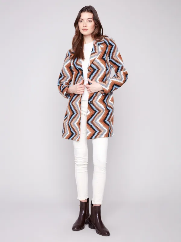 Long Crochet Coat - Sepia sold by Charlie B