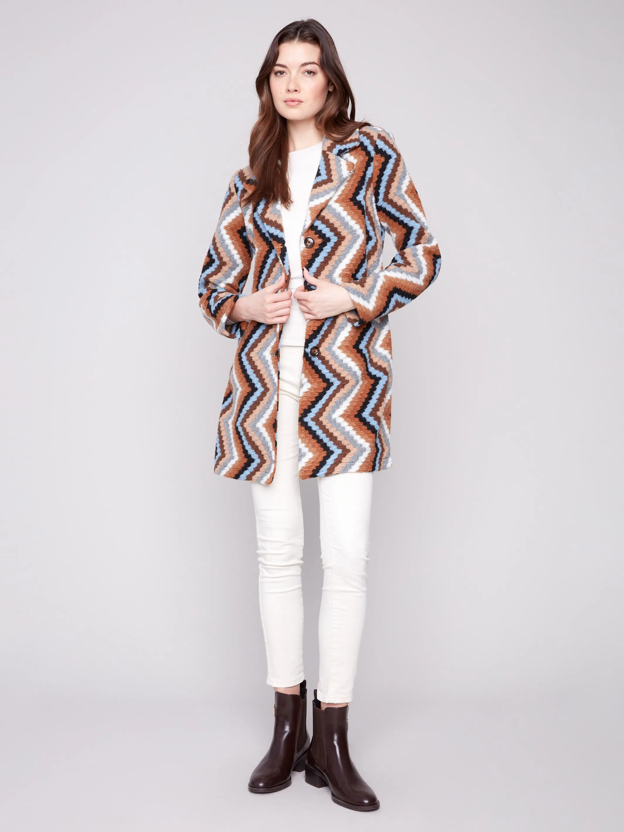 Long Crochet Coat - Sepia sold by Charlie B
