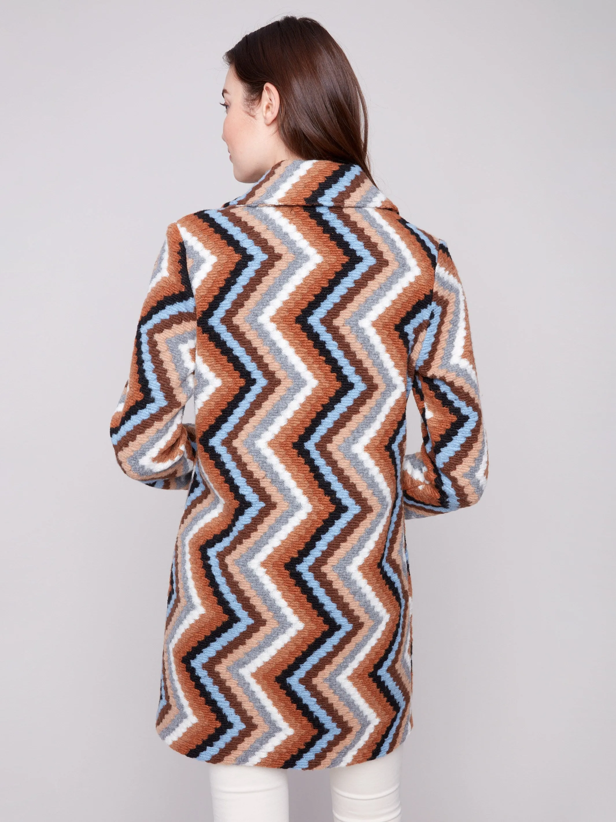 Long Crochet Coat - Sepia sold by Charlie B product image thumbnail 3