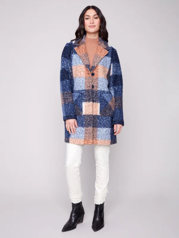 Plaid Bouclé Knit Coat - Moonlight sold by Charlie B