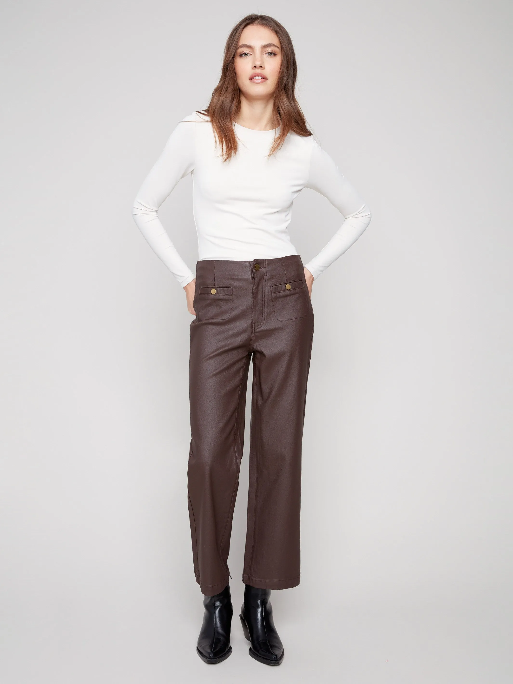 Wax Flared Pants - Mocha sold by Charlie B
