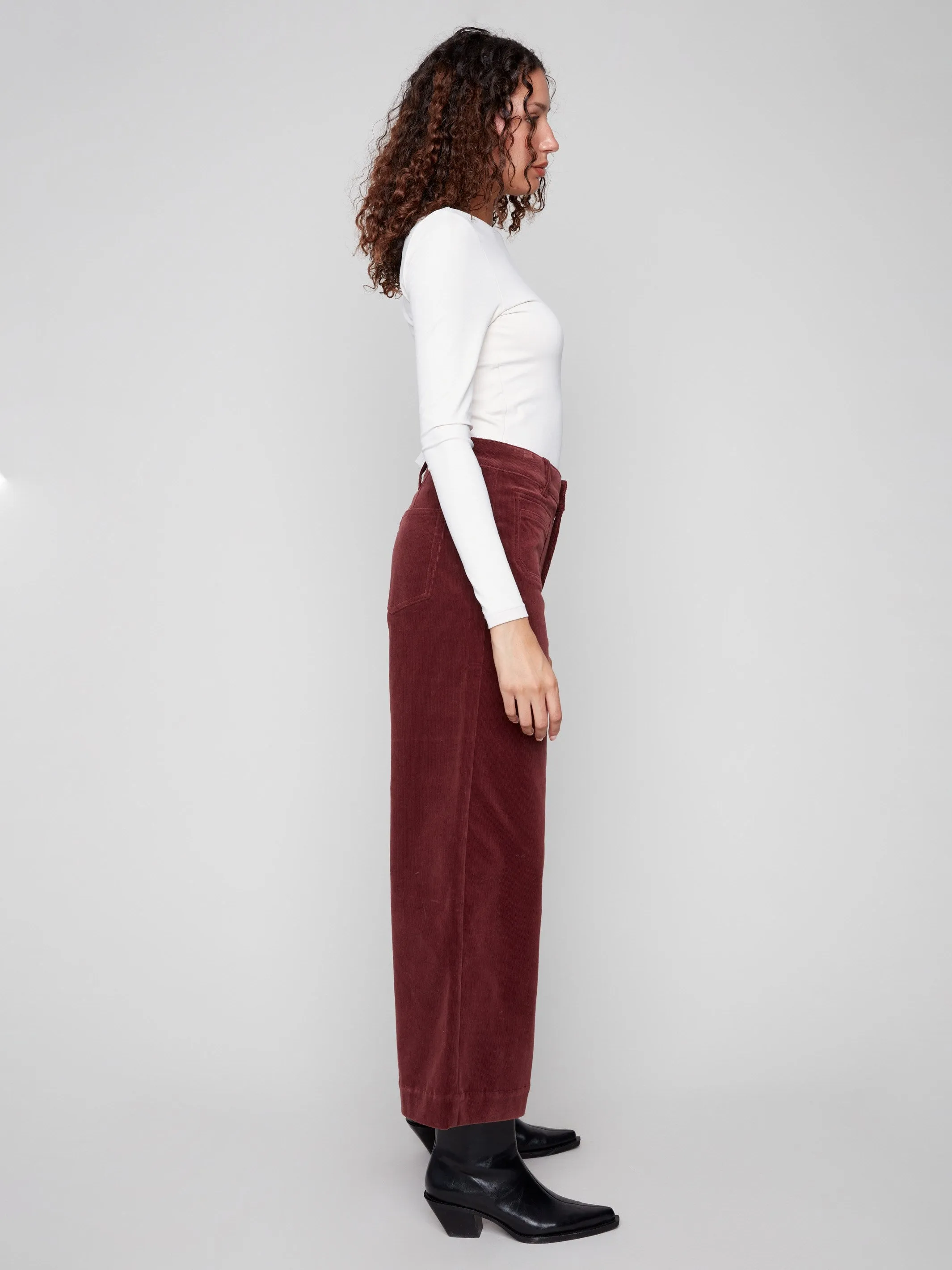 Patch Pocket Flare Corduroy Pants - Cabernet sold by Charlie B product image thumbnail 4