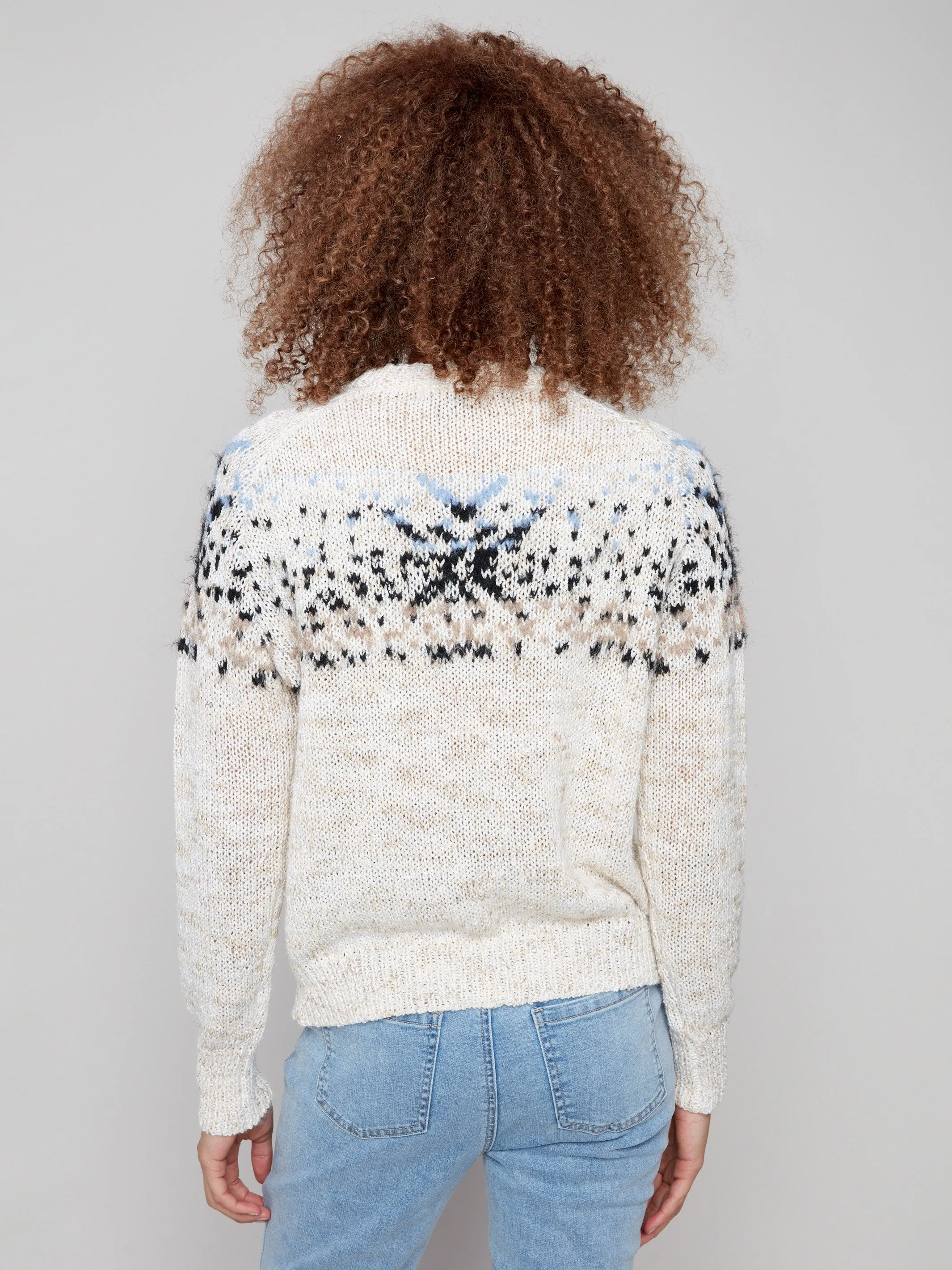 Après-Ski Jacquard Crew Neck Sweater - Ecru sold by Charlie B product image thumbnail 5