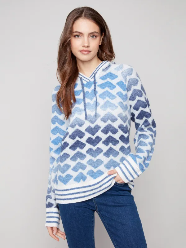 Heart Jacquard Hooded Sweater - Lover sold by Charlie B