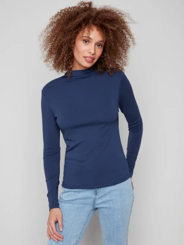 Long Sleeve Mock Neck Top - Moonlight sold by Charlie B