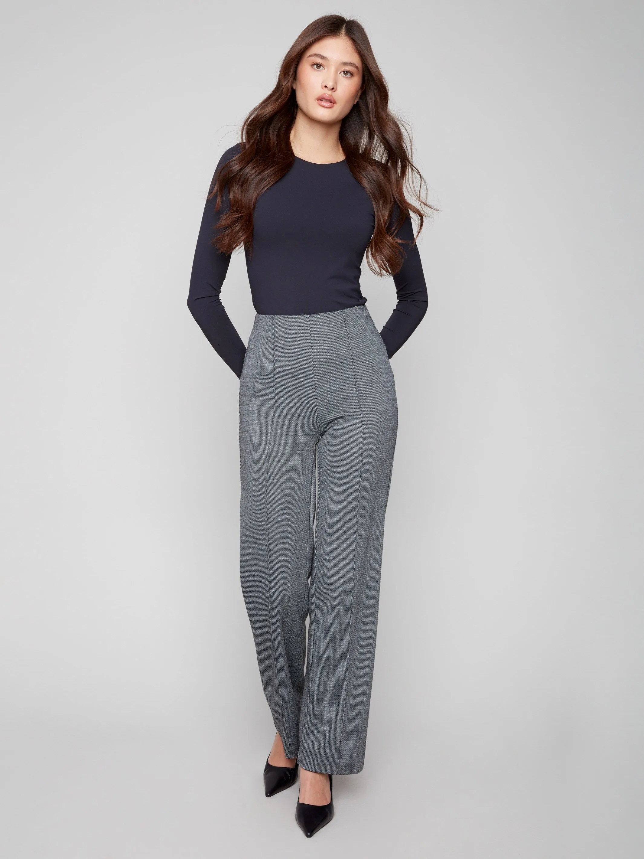 Pull-On Twill Ponte Pants - Black sold by Charlie B