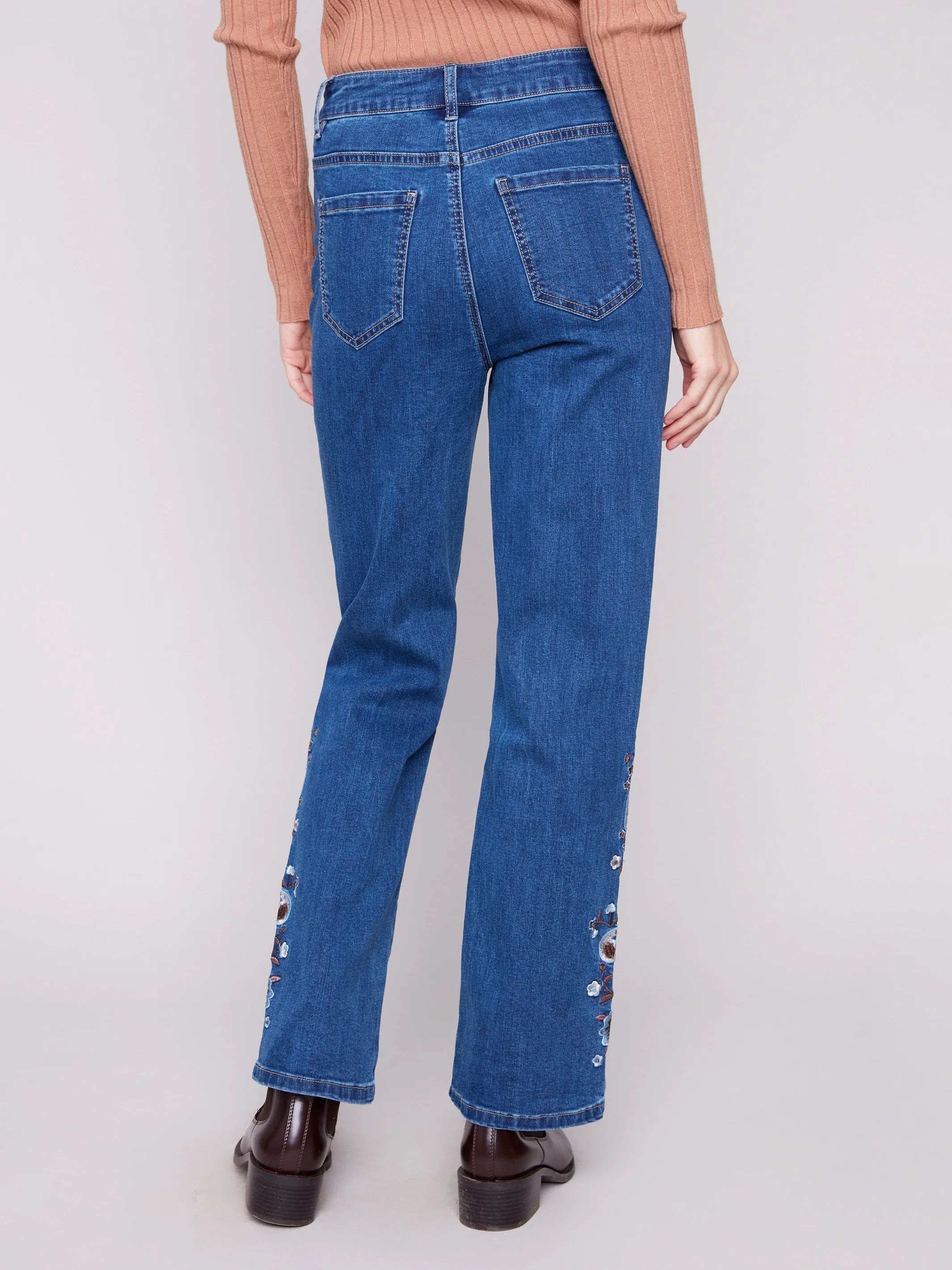 Paisley Embroidered Straight Leg Jeans - Indigo sold by Charlie B product image thumbnail 5