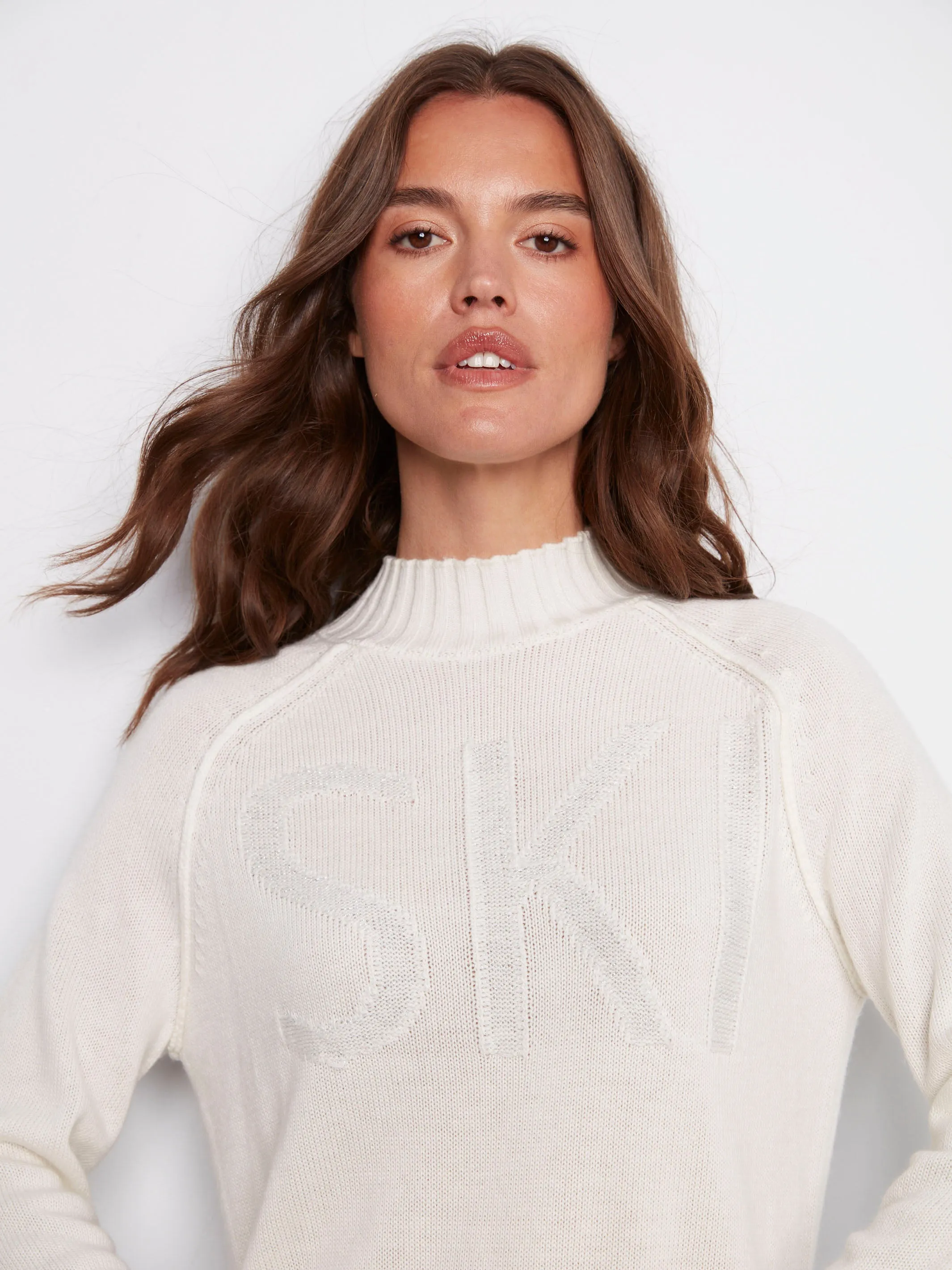 Jacquard Mock Neck Ski Sweater - Ecru sold by Charlie B product image thumbnail 2