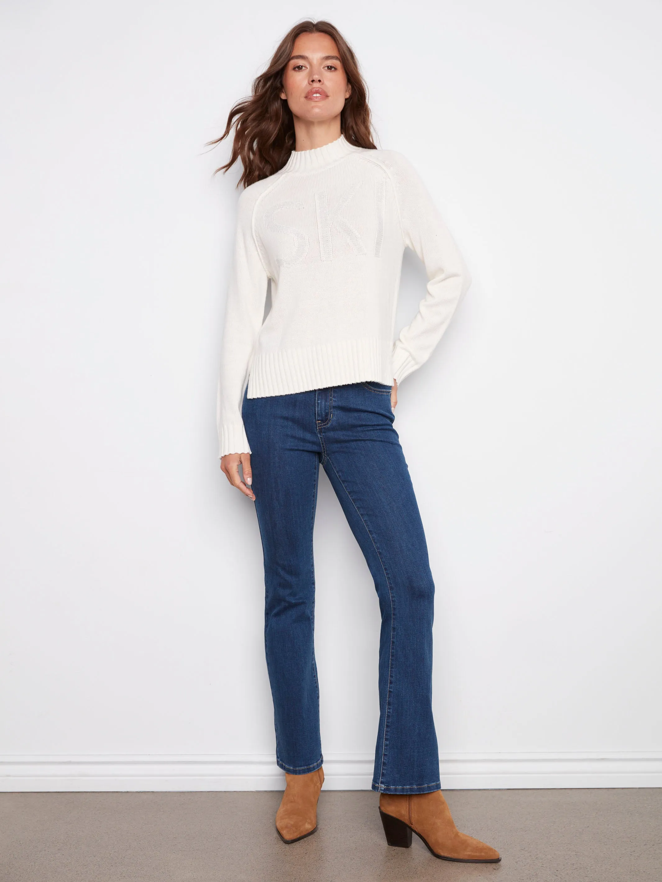 Jacquard Mock Neck Ski Sweater - Ecru sold by Charlie B product image thumbnail 3