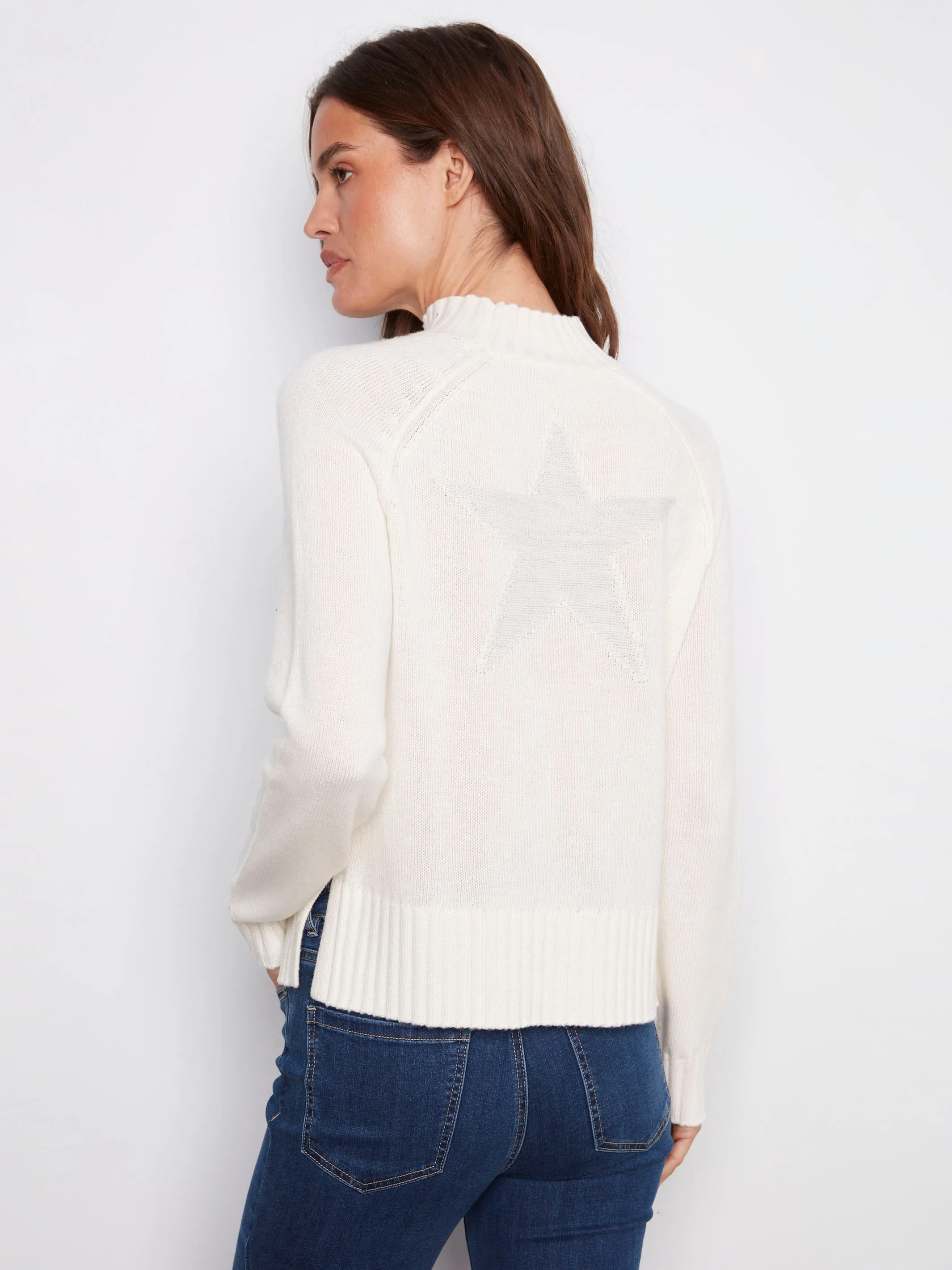 Jacquard Mock Neck Ski Sweater - Ecru sold by Charlie B product image thumbnail 4