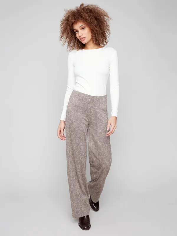 Herringbone Pull-On Pants - Mocha sold by Charlie B