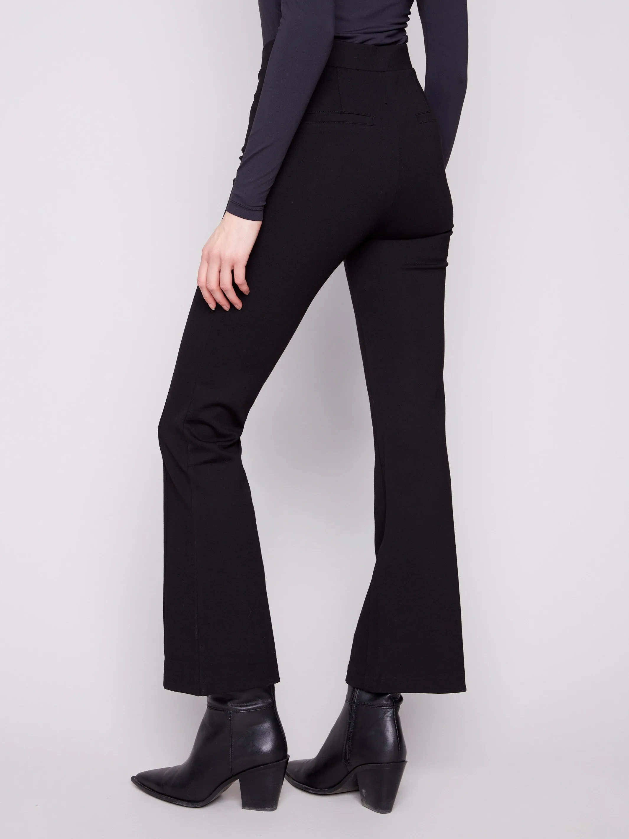 Flare Ponte Pull-On Pants With Front Buttons - Black sold by Charlie B product image thumbnail 5