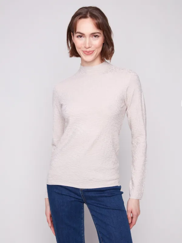 Textured Mock Neck Knit Sweater - Oat sold by Charlie B