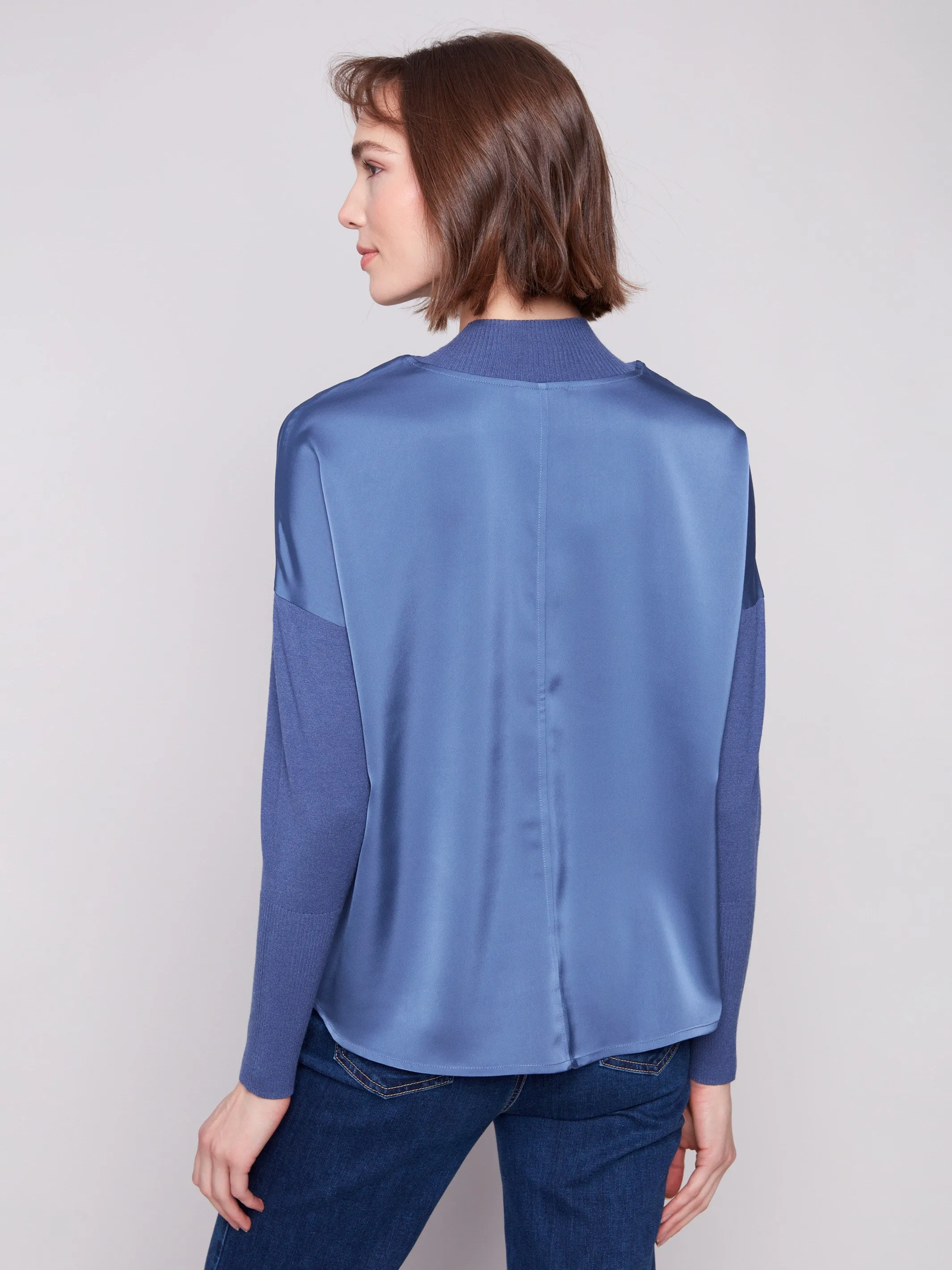 Satin Knit Top With Mock Neck - Moonlight sold by Charlie B product image thumbnail 3