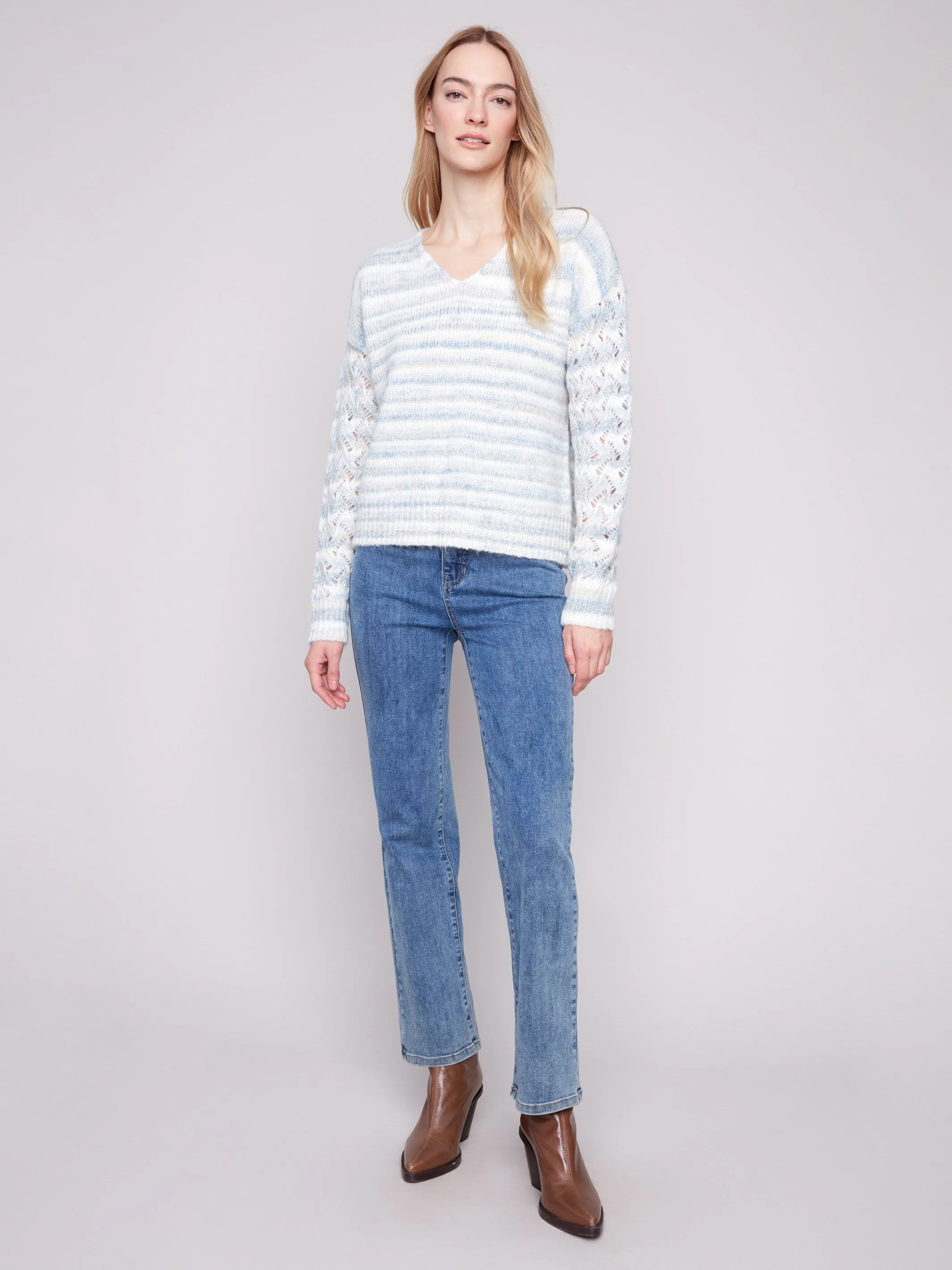 Space Dye V-Neck Sweater - Iris sold by Charlie B product image thumbnail 2