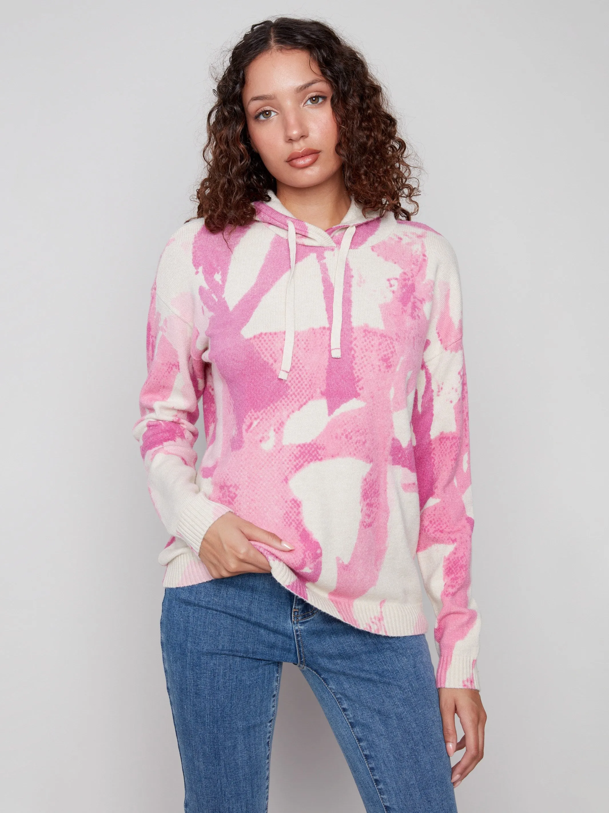 Printed Hoodie Sweater - Pink Airy sold by Charlie B product image thumbnail 3
