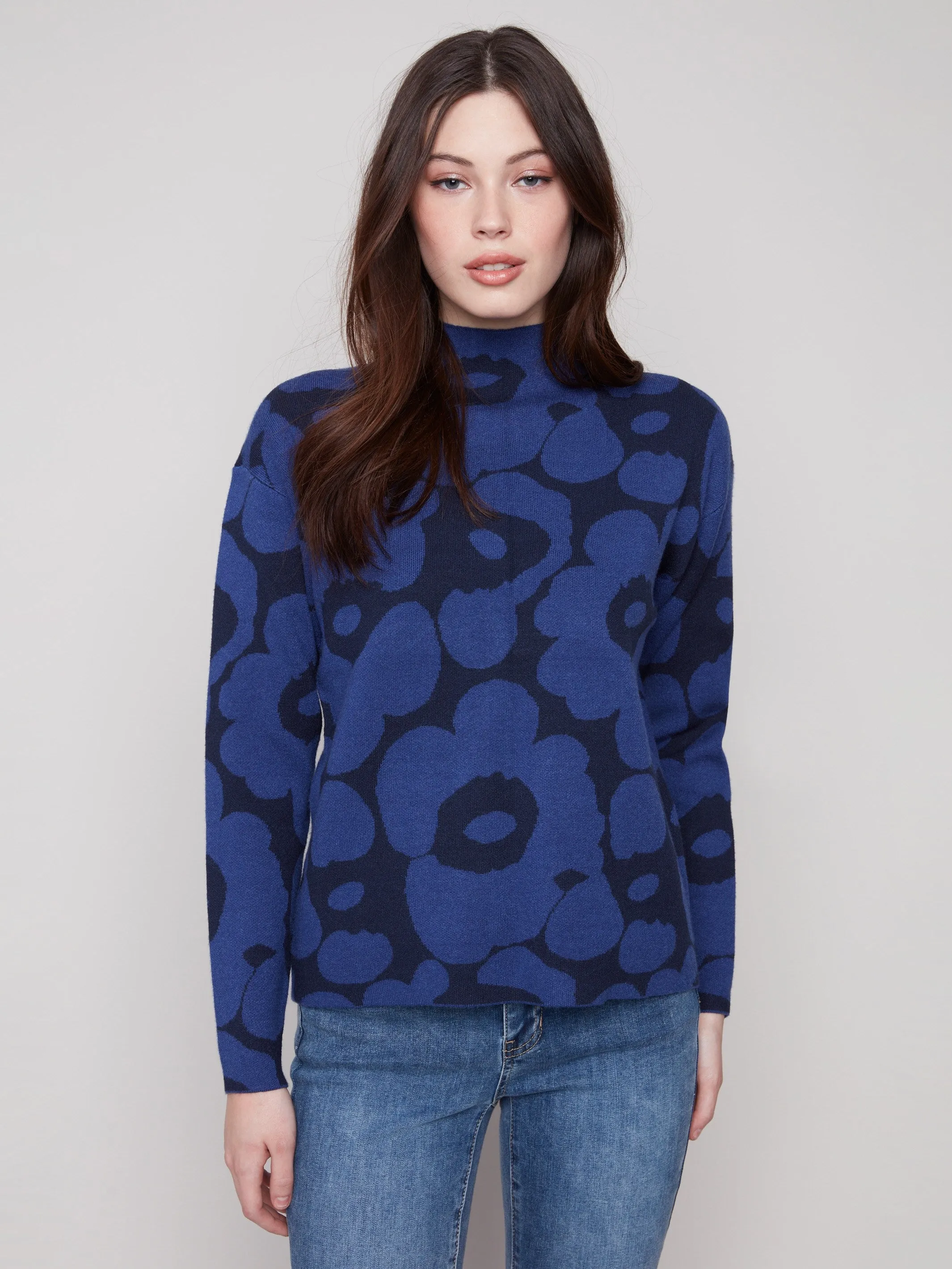 Jacquard Mock Neck Sweater - Aura sold by Charlie B
