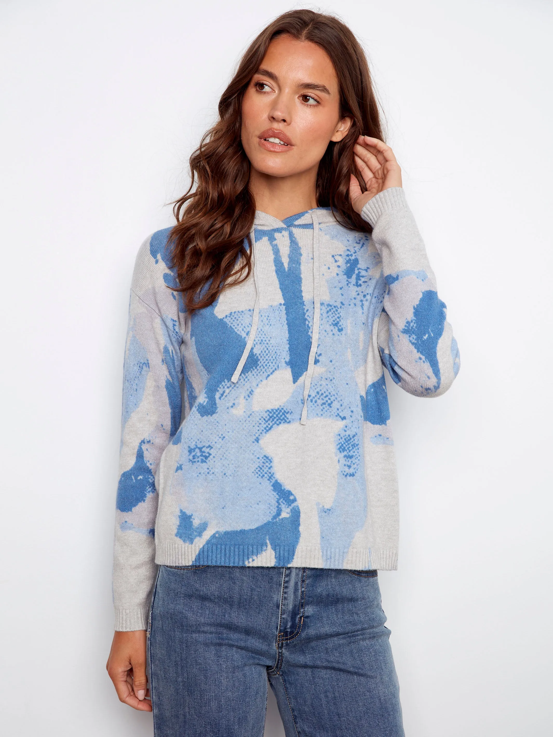 Printed Hoodie Sweater - Blue Airy sold by Charlie B