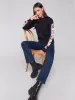 Sweater With Crochet Sleeves - Navy sold by Charlie B