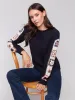 Sweater With Crochet Sleeves - Navy sold by Charlie B