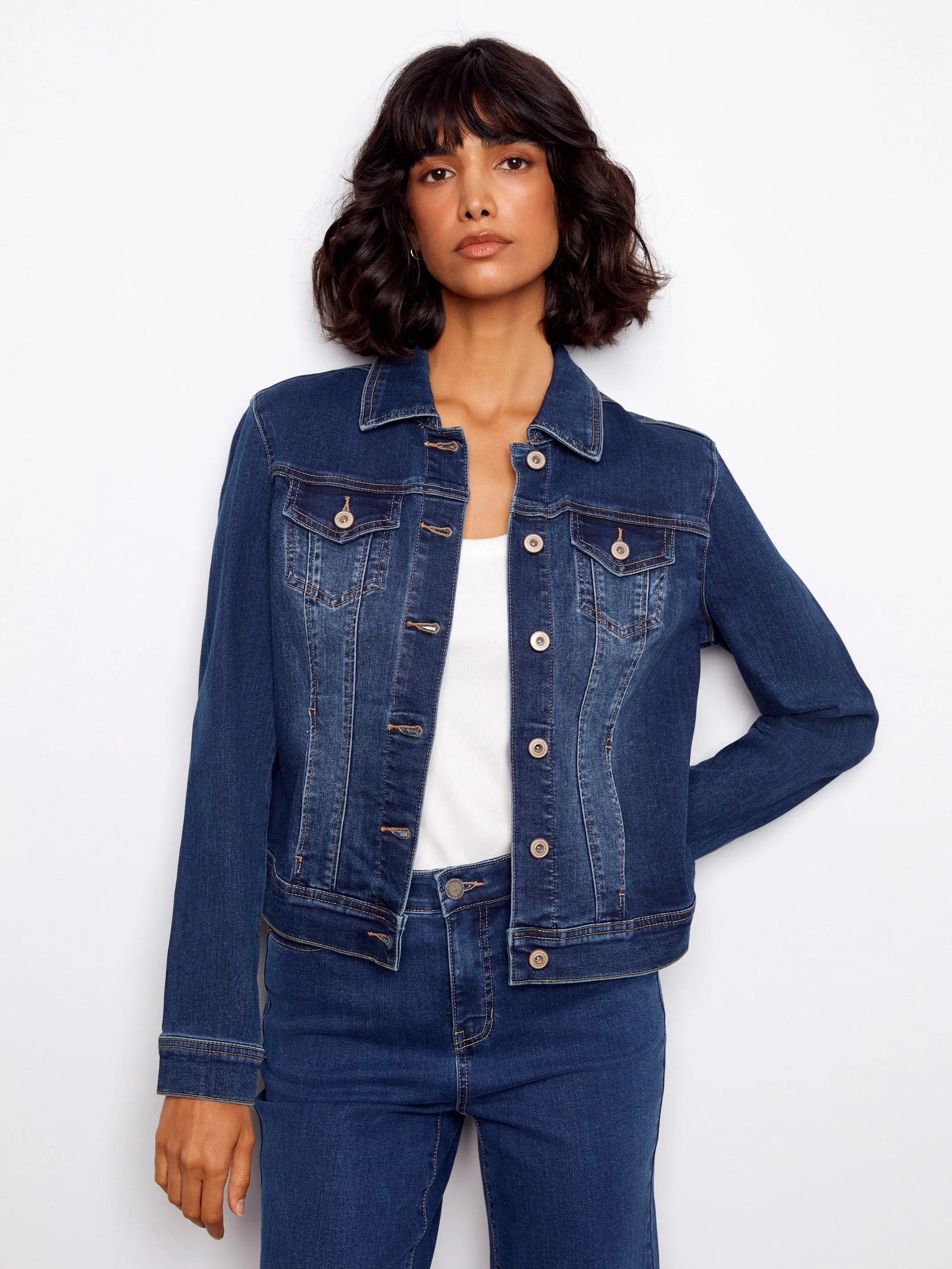 Stretch Denim Jacket - Indigo sold by Charlie B