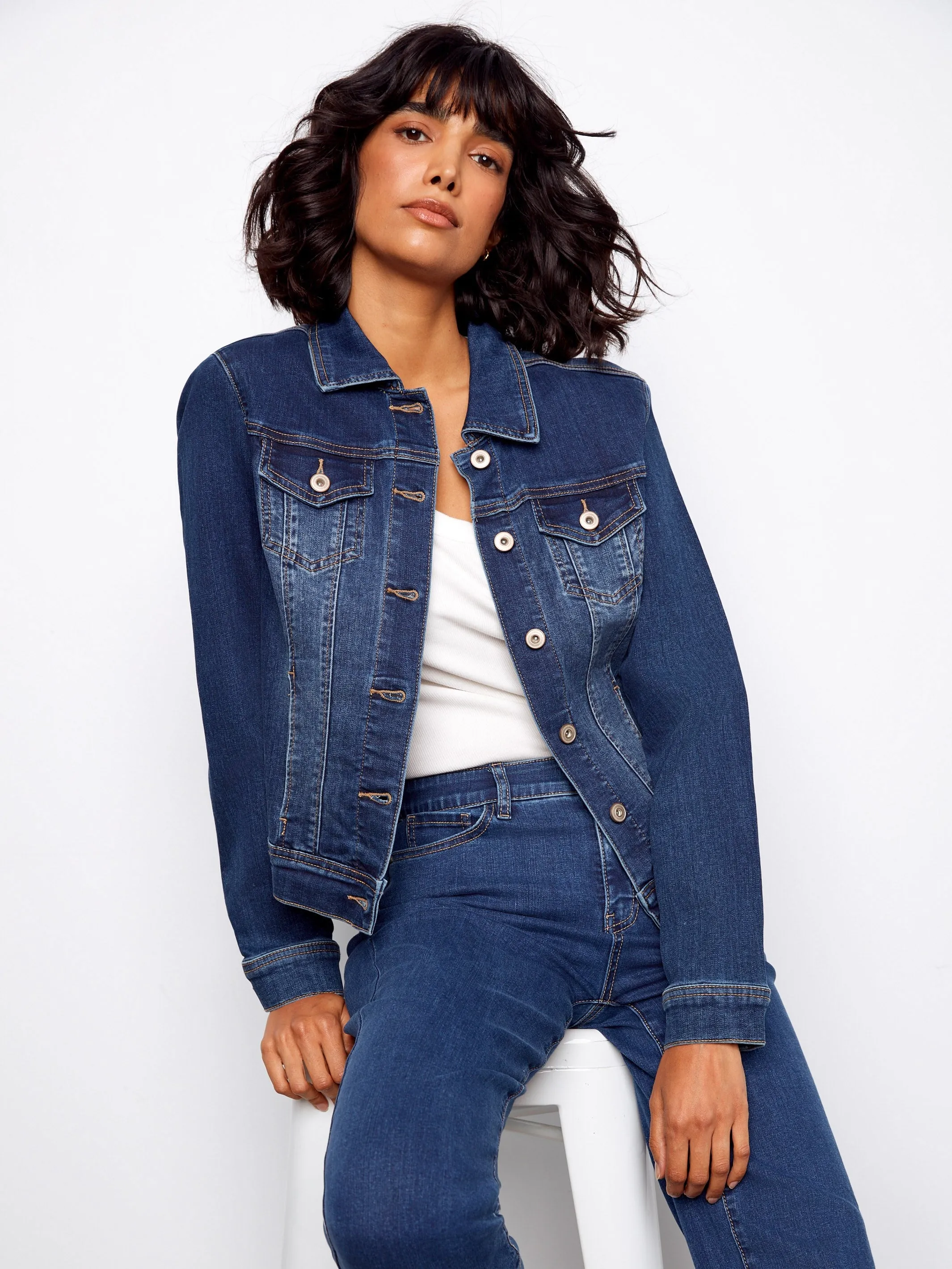 Stretch Denim Jacket - Indigo sold by Charlie B product image thumbnail 5