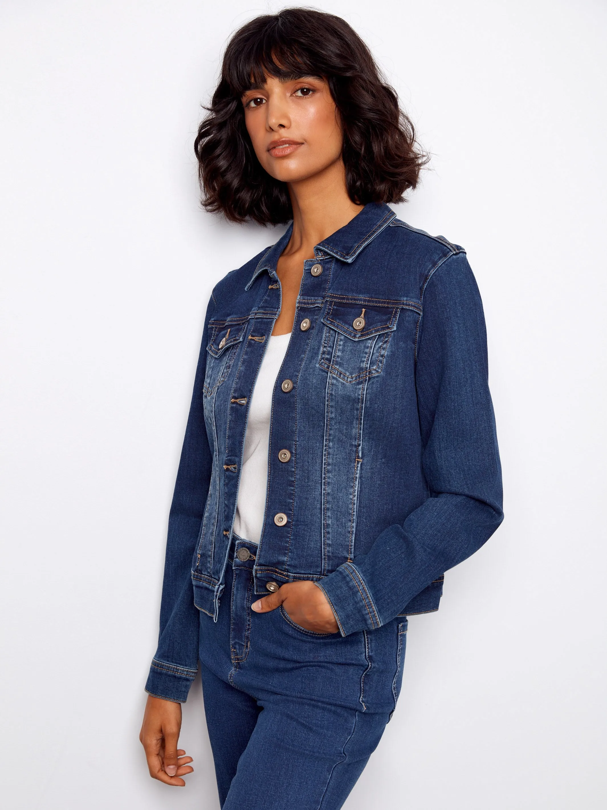 Stretch Denim Jacket - Indigo sold by Charlie B product image thumbnail 3