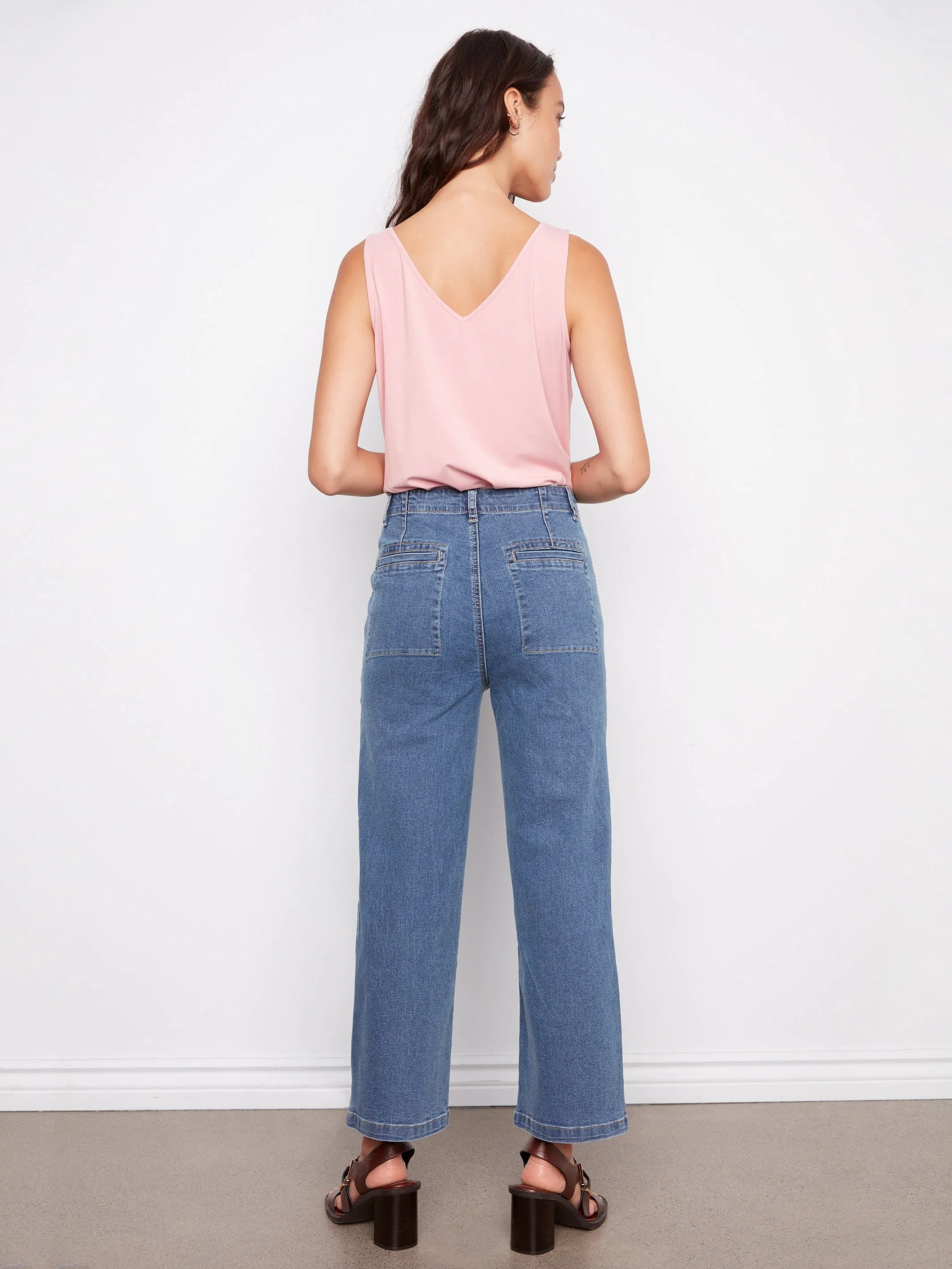 Cropped Utility Pocket Jeans - Medium Blue sold by Charlie B product image thumbnail 5